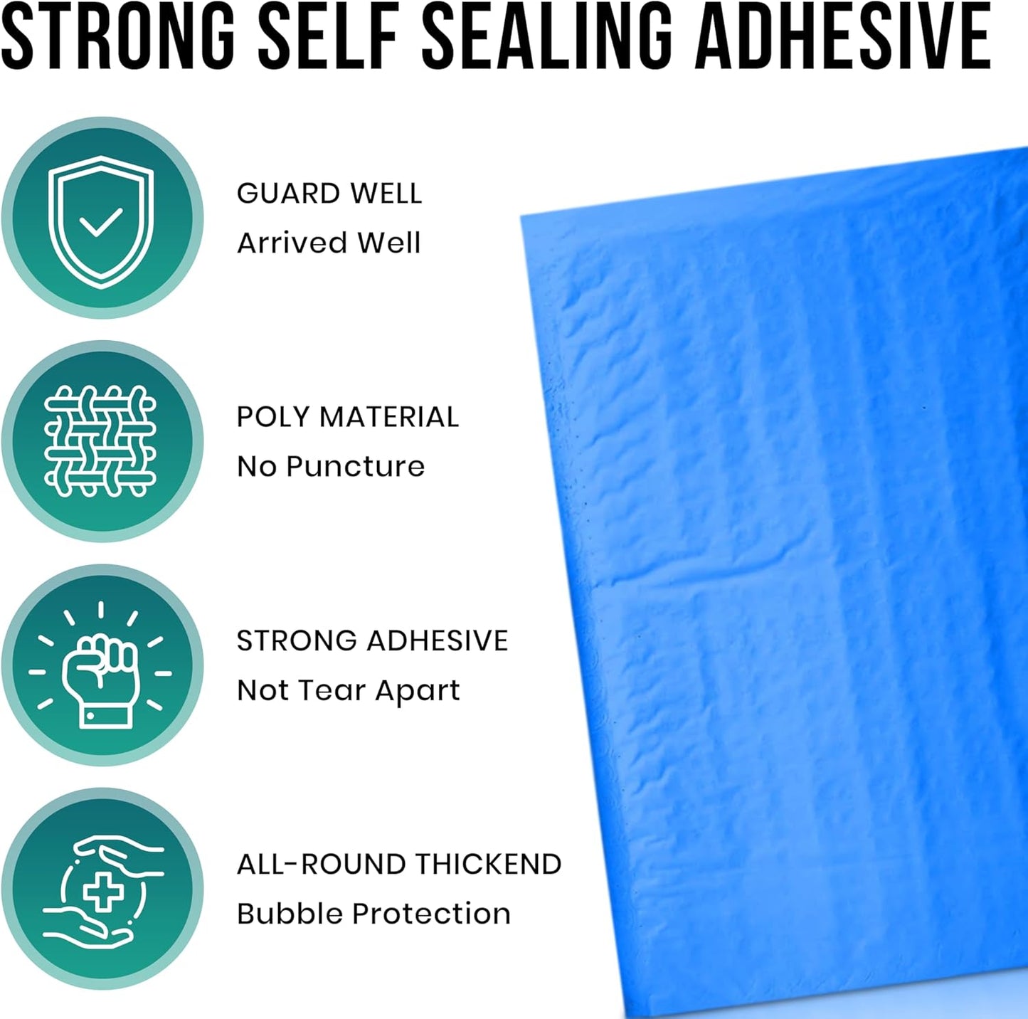 Levex - #2 8.5" x 12" [5 Pack] Blue Poly Bubble Mailers, Padded Envelope Mailers, Packing Envelope & Mailing Bags for Shipping