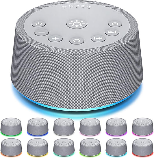 SoundLegend Sleep White Noise Sound Machines 32-Level Volume 30 Sounds 12 Colors Light 5 Timers Adjustable Light Brightness Compact for Everyone Travel Gift Memory Function