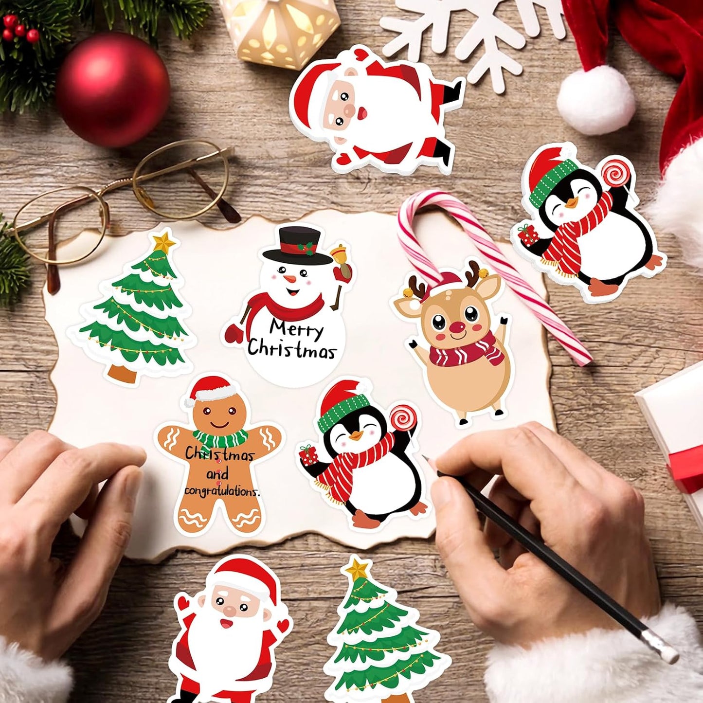 600Pcs Christmas Sticky Notes, Self-Adhesive Christmas Notepads Cute Snowman Gingerbread Man Memo Notes Christmas Characters Notepads for Winter Xmas Party Favor Office Home School Supplies