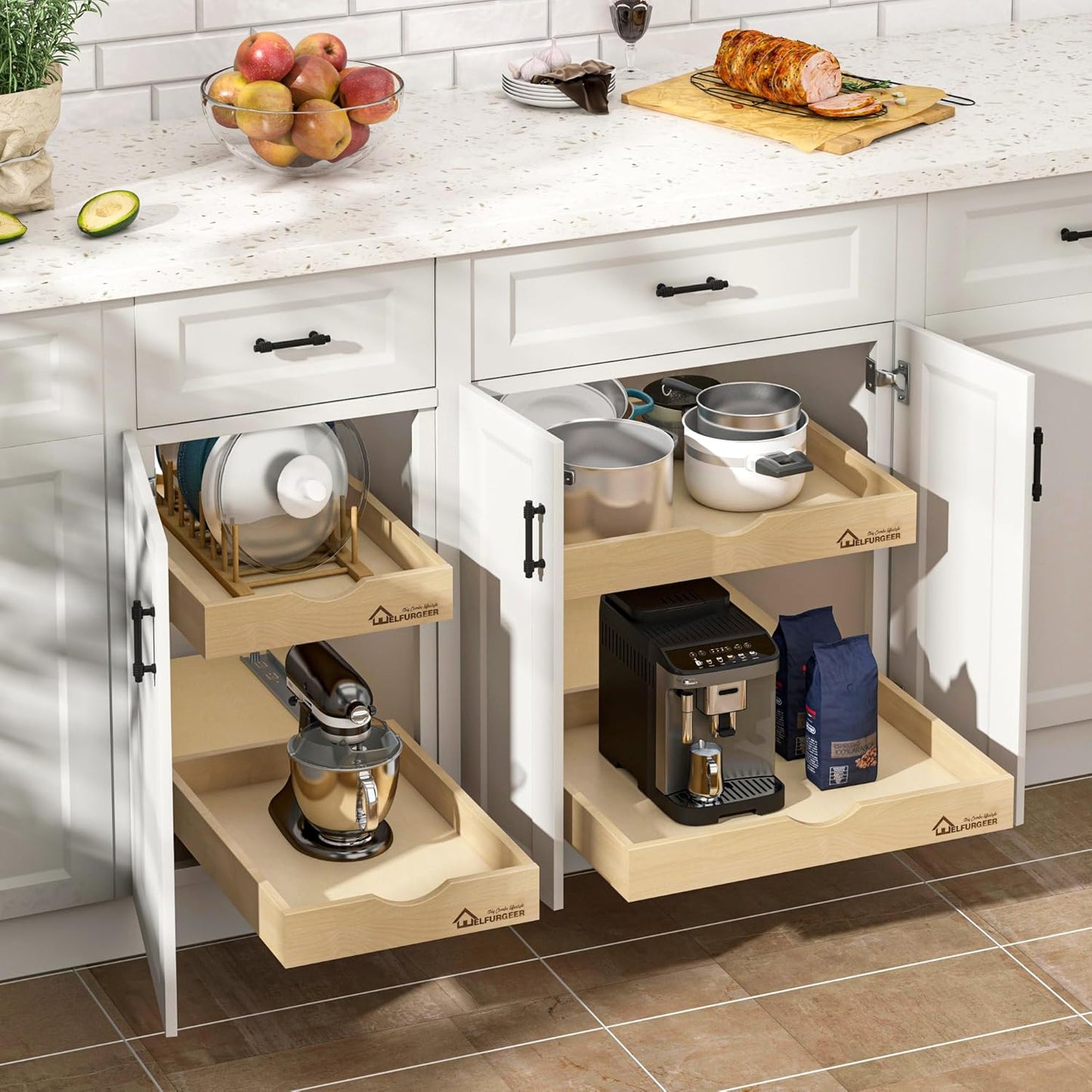 WelFurGeer Soft Close Pull Out Drawers for Cabinets, 14" W x 22" D Pull Out Cabinet Drawer with Heavy Duty Slides, Pull Out Cabinet Organizer, Cabinet Roll Out Drawers, Pull-Out Home Organizers