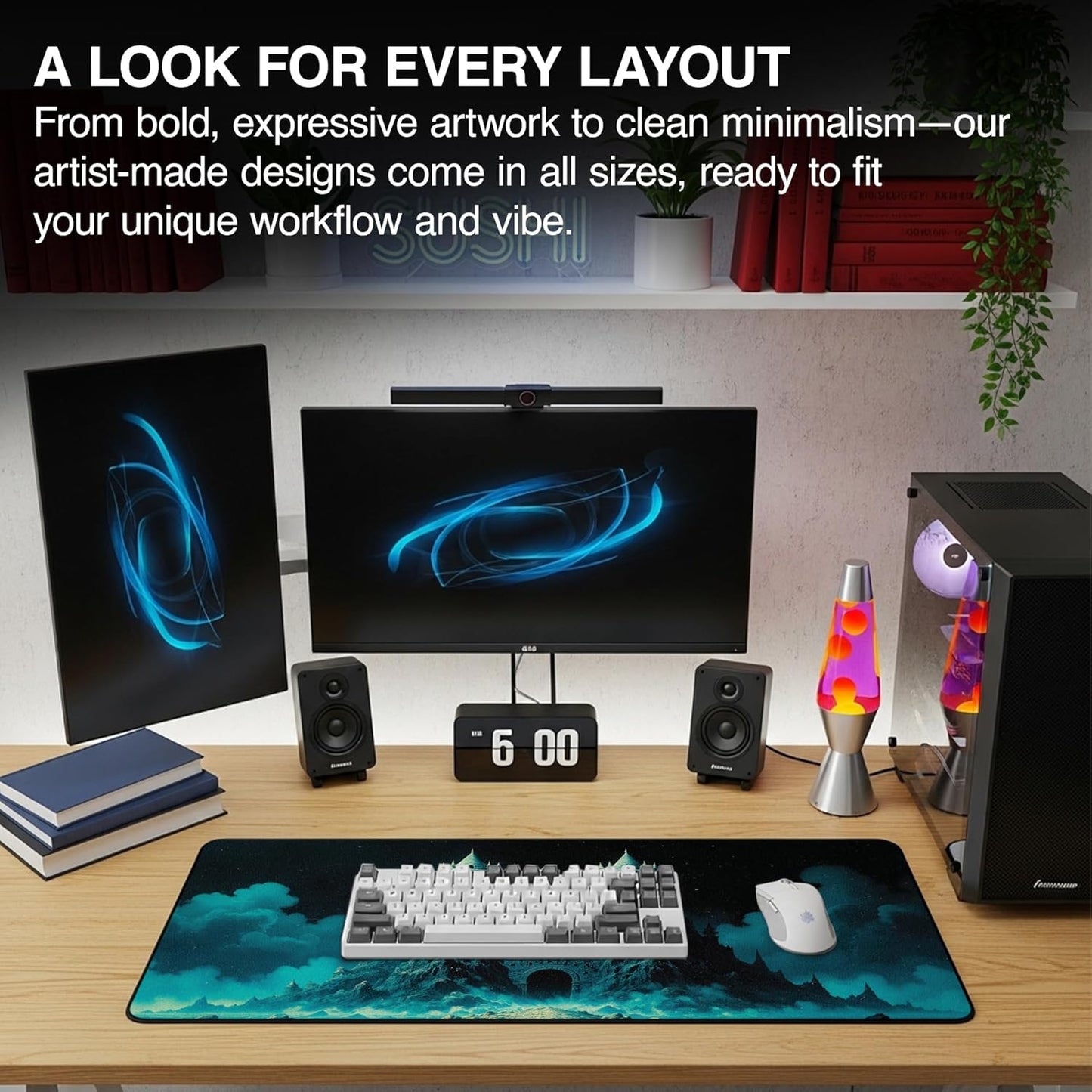 MPCO. Dark Fantasy Large Gaming Desk Pad - 36" x 17" Duraglyde Fabric The Twilight Twins Desk Mats - Non-slip, Washable, Smooth Glide for Precision Gaming & Work