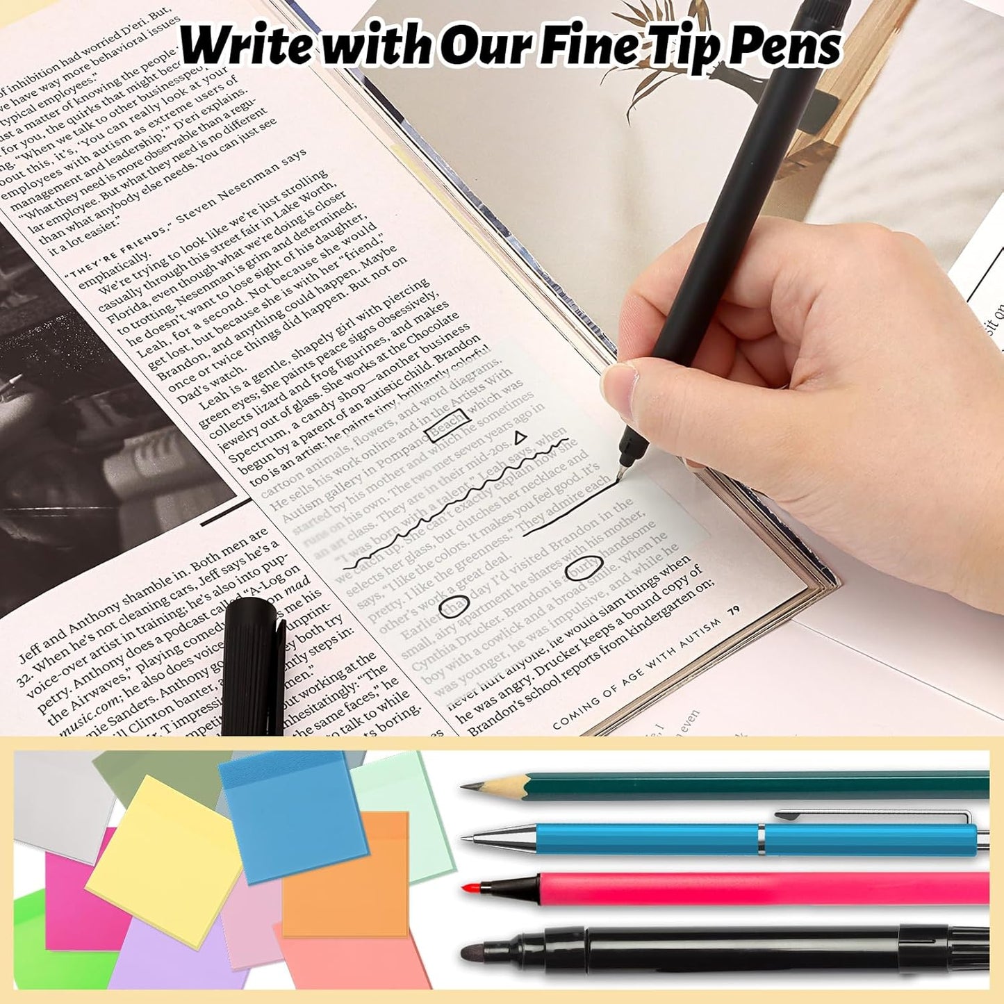 800 Sheets Transparent Sticky Notes, 3x3 Inch 14 Pads Self-Adhesive Translucent Clear See Through Post Sticky Notes for Planner Office School College Teacher Student Supplies 6 Bright Color