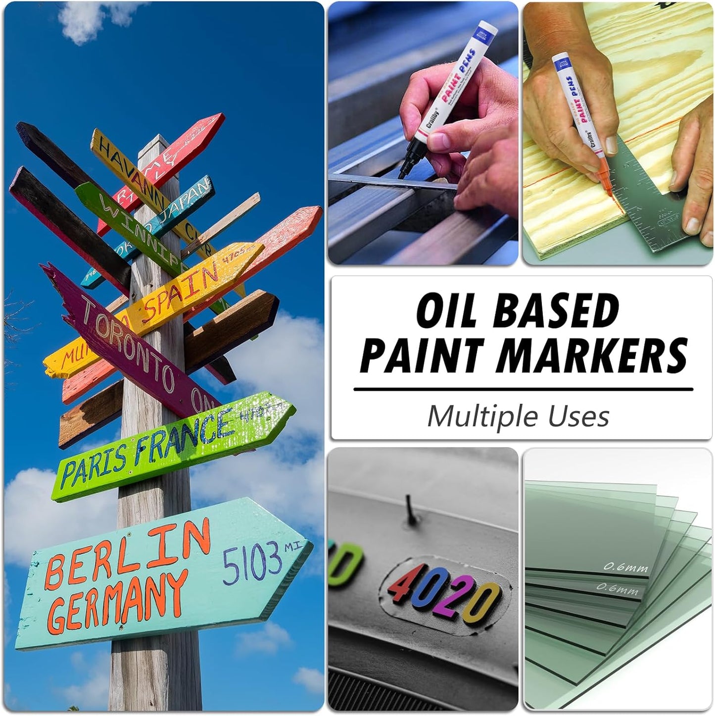 Brown Paint Markers, 8 Pack Oil-Based Waterproof Quick Dry Permanent Paint Pen Set for Rocks Painting, Wood, Fabric, Plastic, Canvas, Glass, Mugs, Metal, Tire, Stone, DIY Craft