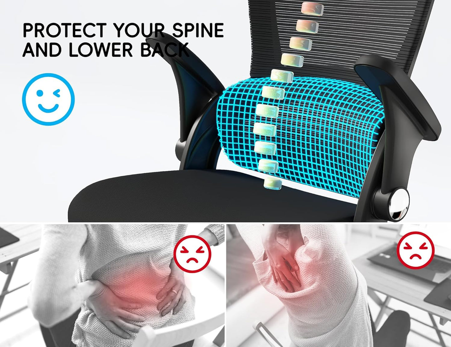TRALT Office Chair - Ergonomic Office Chair with Back Support, Computer Chair - Home Office Desk Chairs, 330lbs Wide Seat Big and Tall Office Chairs with Headrest, Comfy Desk Chairs (Black)