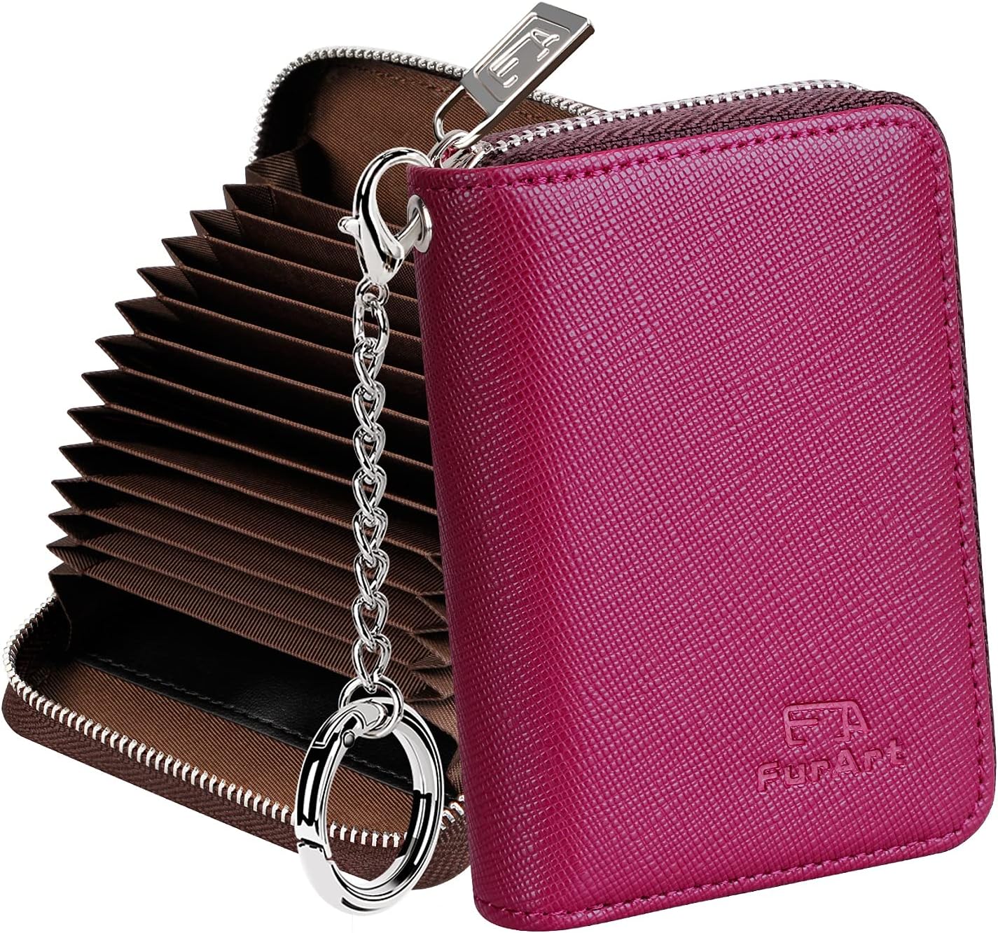 FurArt Zipper Wallet Women, RFID Blocking Credit Card Wallet, Business Card Holder, Compact Size KeyChain Wallet