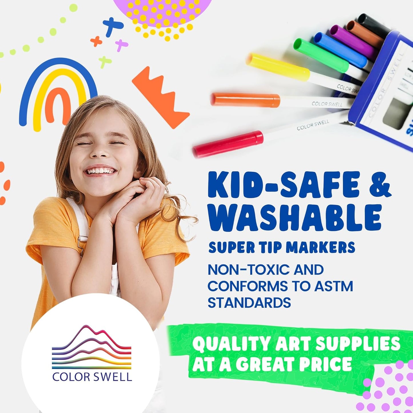 Color Swell Washable Bulk Markers Pack 36 Boxes of 8 Vibrant Colors Each (288 Total Super Tip Markers) for All Ages, Parties, Classrooms, Home