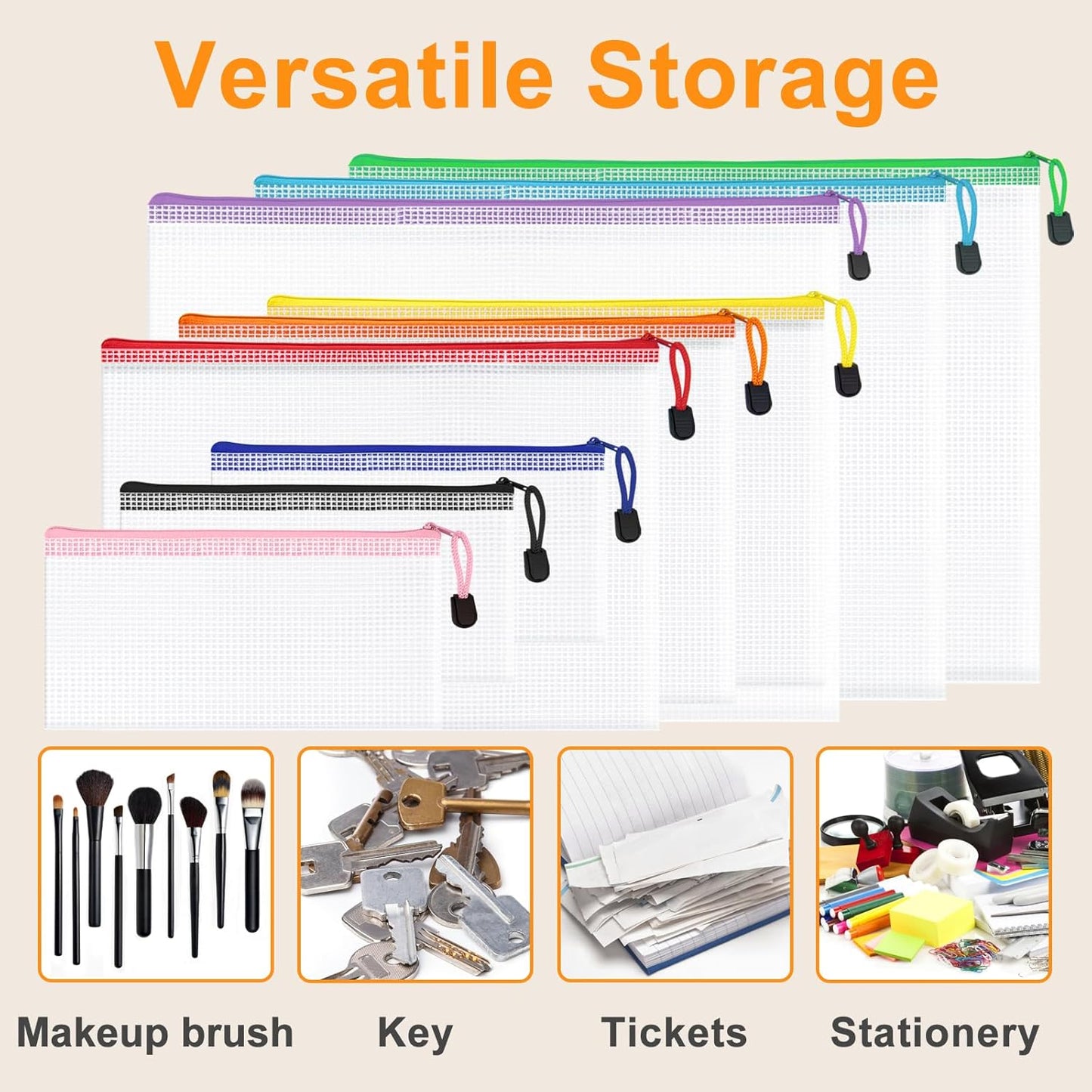 36Pack Mesh Zipper Pouch Bags, Waterproof A4 Letter Size Document Zipper Pouches for Storage, Teacher School, Toys, Puzzle, Office, 12 Colors