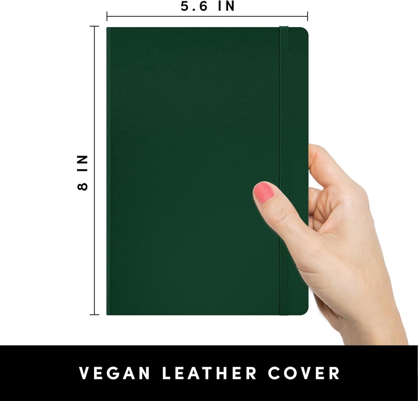 PAPERAGE Graph Paper Journal Notebook, (Dark Green), 160 Pages, Medium 5.6 in x 8 in - 100 GSM Thick Paper – Hardcover Grid Notebook for Work or School