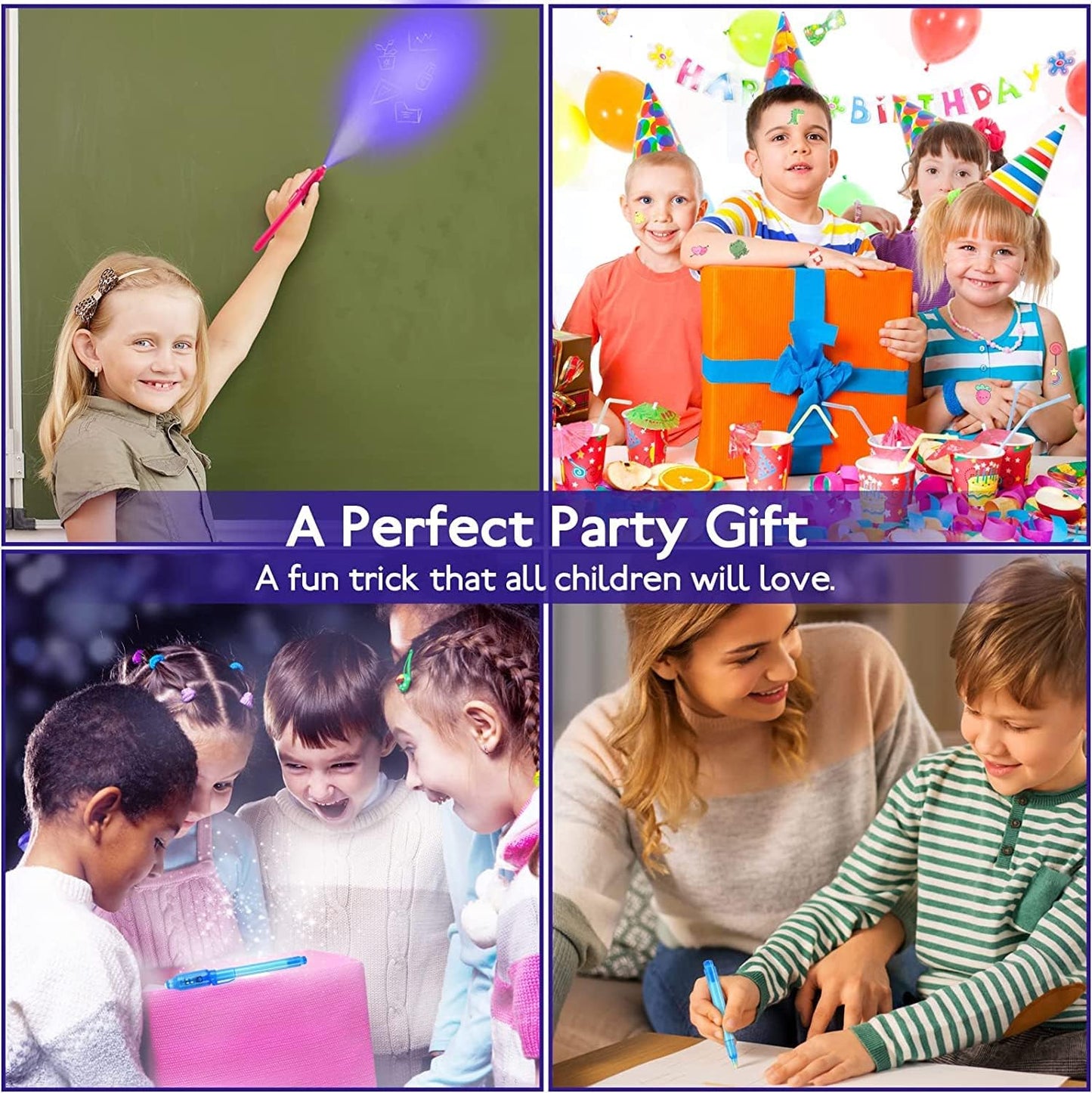 20PCS Invisible Ink Pens with UV Light Party Bag Fillers for Boys and Girls, Magic Pen Disappearing Ink for Kids, UV Light Spy Pen for Writing Secret Message
