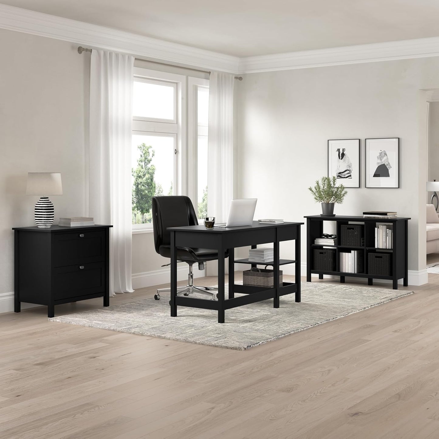 Bush Furniture Broadview 2 Drawer Lateral File Cabinet in Classic Black | Storage for Home Office Workspace