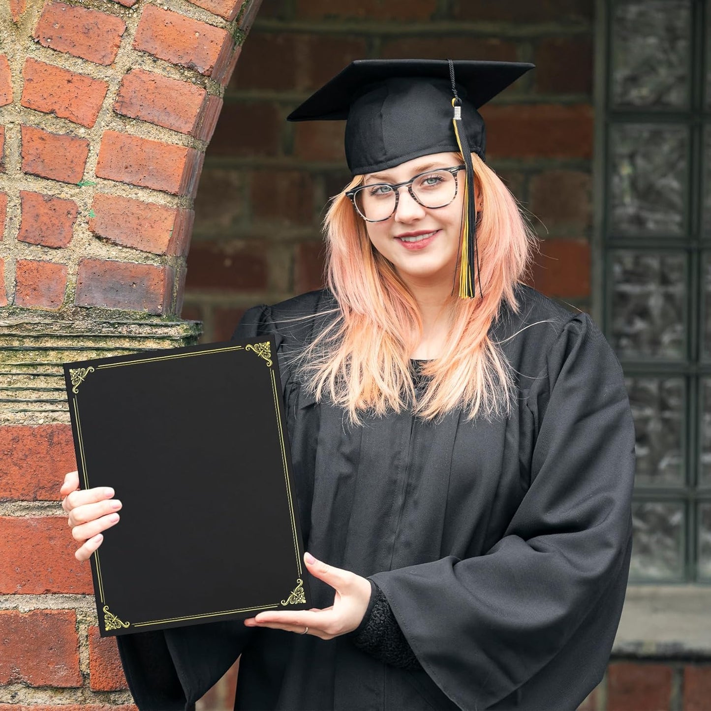 Ndsox 50 Packs Black Certificate Holders, Graduation Diploma Holders, 350GSM, Diploma Covers with Gold Foil Border for Letter Size 8.5" x 11" Award Certificate Paper, Cardstocks and Documents