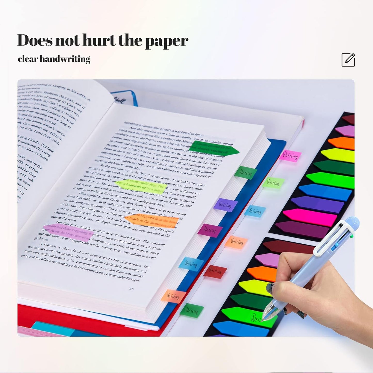 Golcellia 1200 Pieces Sticky Tabs Page Markers, Book Tabs Arrow Flags Colored Writable and Repositionable Book Markers, (10 Colors, 6 Sets) Book Annotation Tabs Supplies