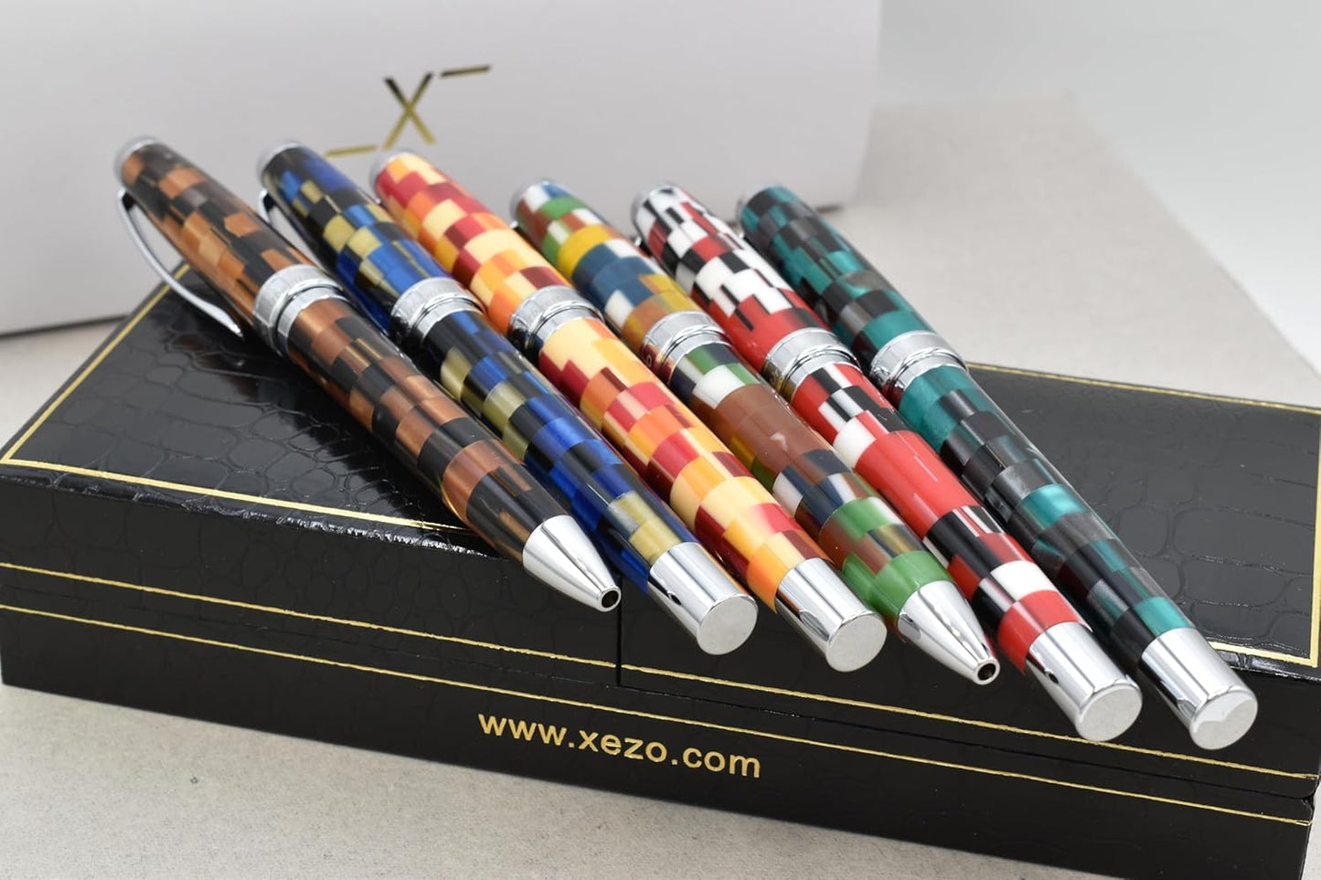 Xezo Urbanite II Fountain Pen, Fine Nib. Ocean Teal and Black Color with Chrome Plating. Handcrafted, Limited Edition, Serialized