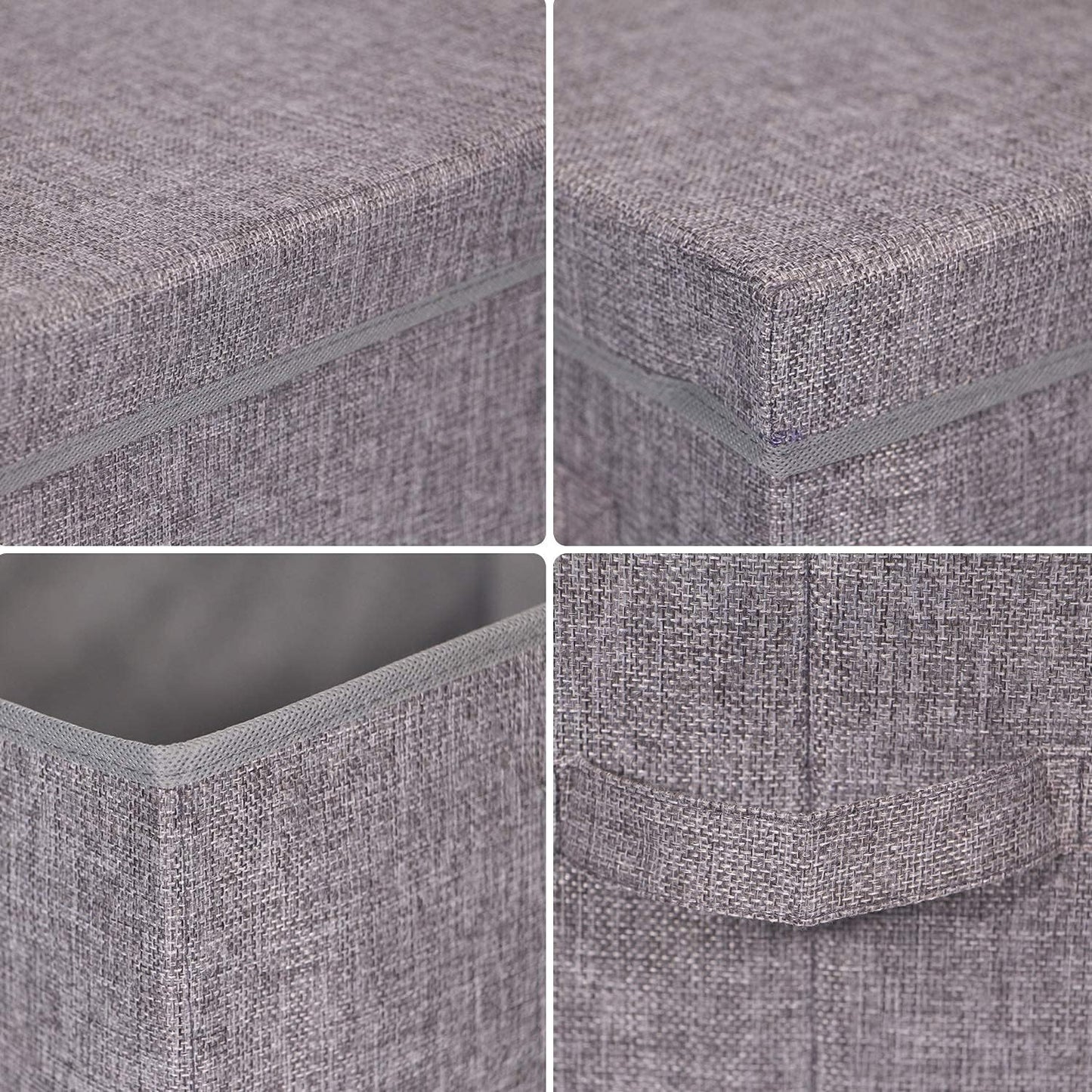 4 Pack Large Foldable Storage Box with Lids Fabric Storage Cube Organizer Cloth Containers Bins Baskets for Closet Clothes Clothing Bed Room