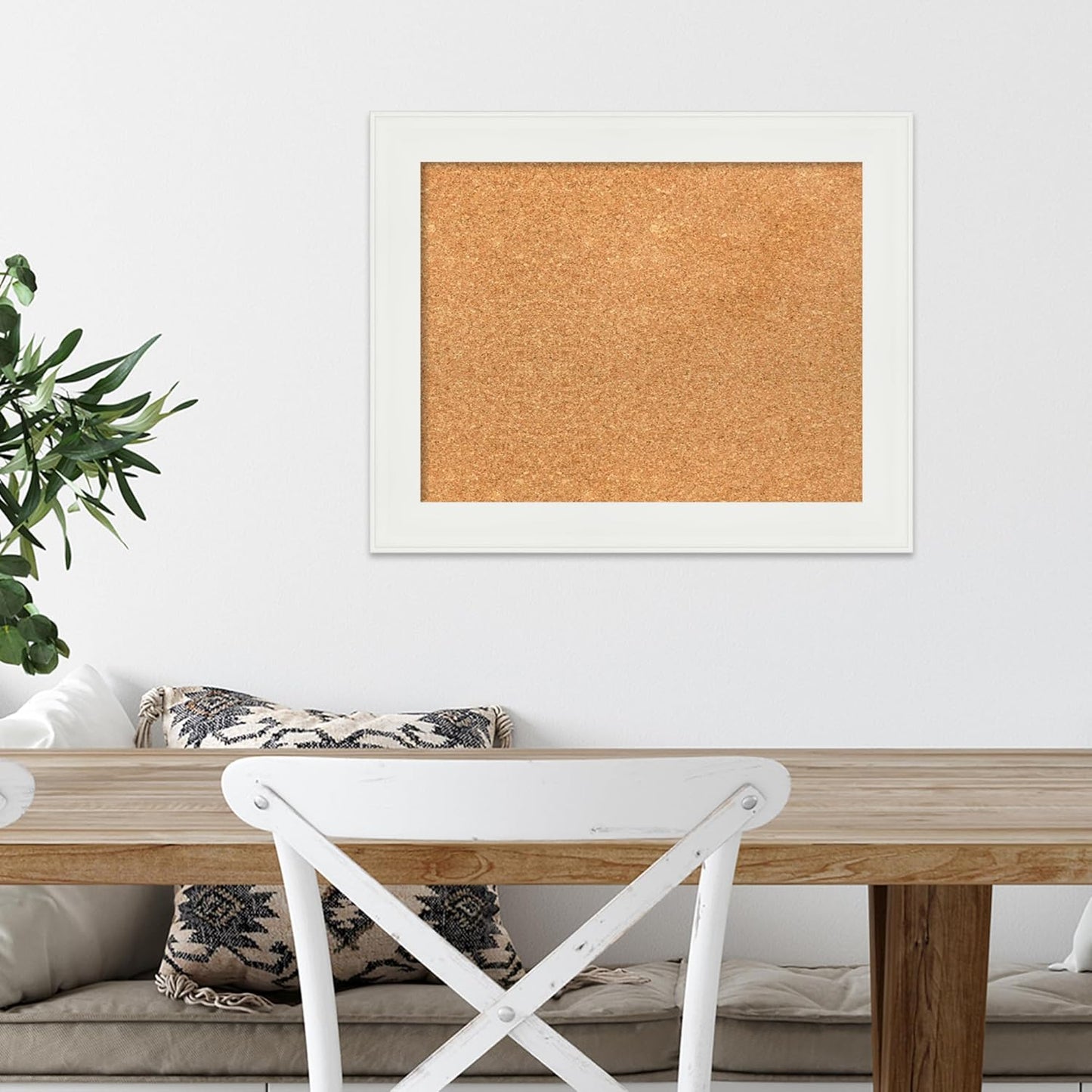 Amanti Art Natural Cork Board for Wall, 17x21 Vision Board with White Frame, Small Corkboard Office Decor for Home Organization, Casual Corkboard Pinboard to Display Items for Home Organization in