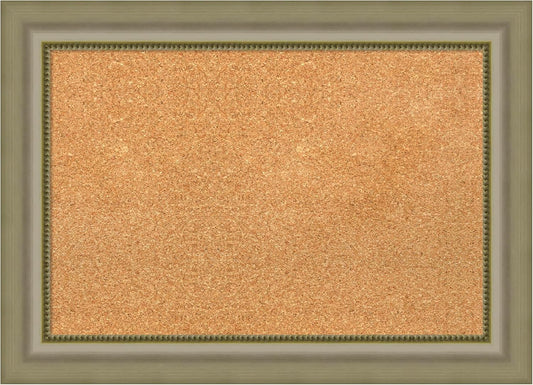 Amanti Art Natural Cork Board for Wall, 21x29 Vision Board with Silver Wood Frame, Medium Corkboard Office Decor for Home Organization, Traditional Corkboard Pinboard to Display Items for Home
