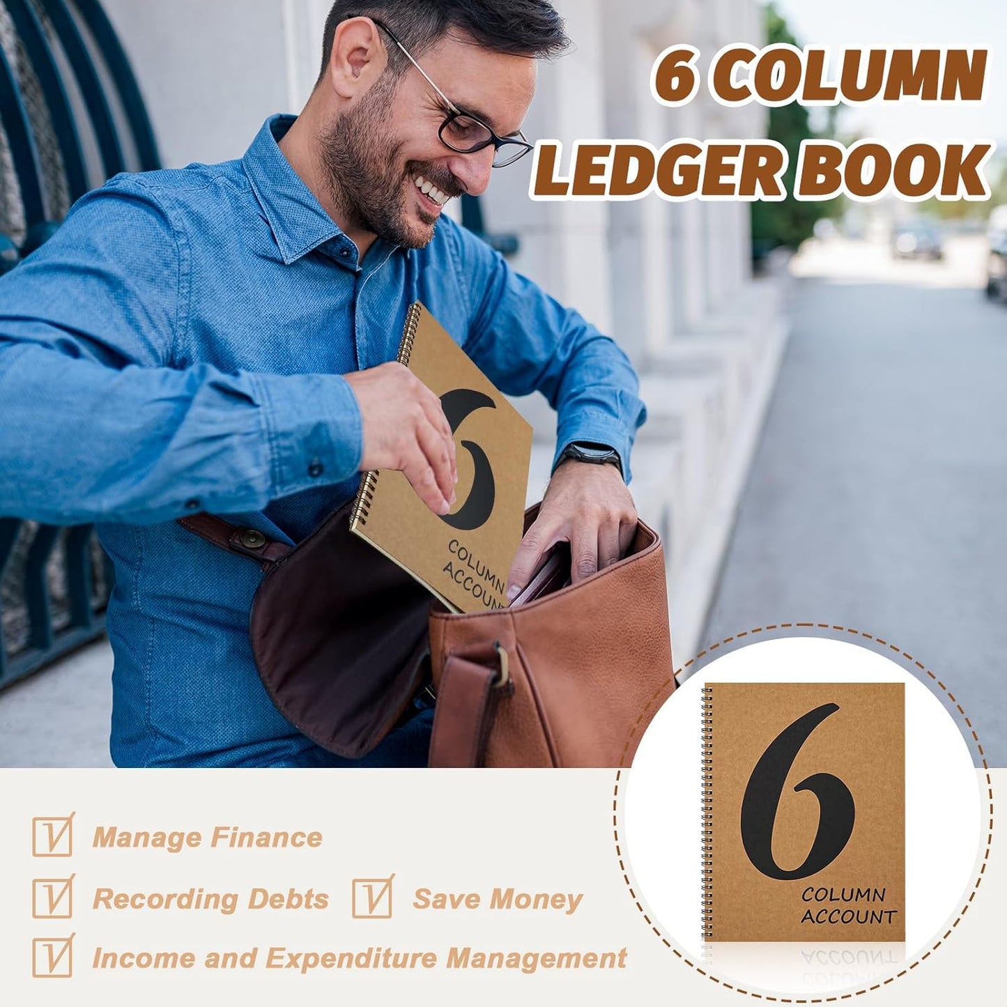 3 PCS 6 Column Ledger Book Columnar Pad Analysis Pad 6 Columns Accounting Logbook Columnar Pad Notebook Ledger Book Spiral 80g 100 Pages 8.5X11 Inch Accounting Notebook for Small Business Personal Use