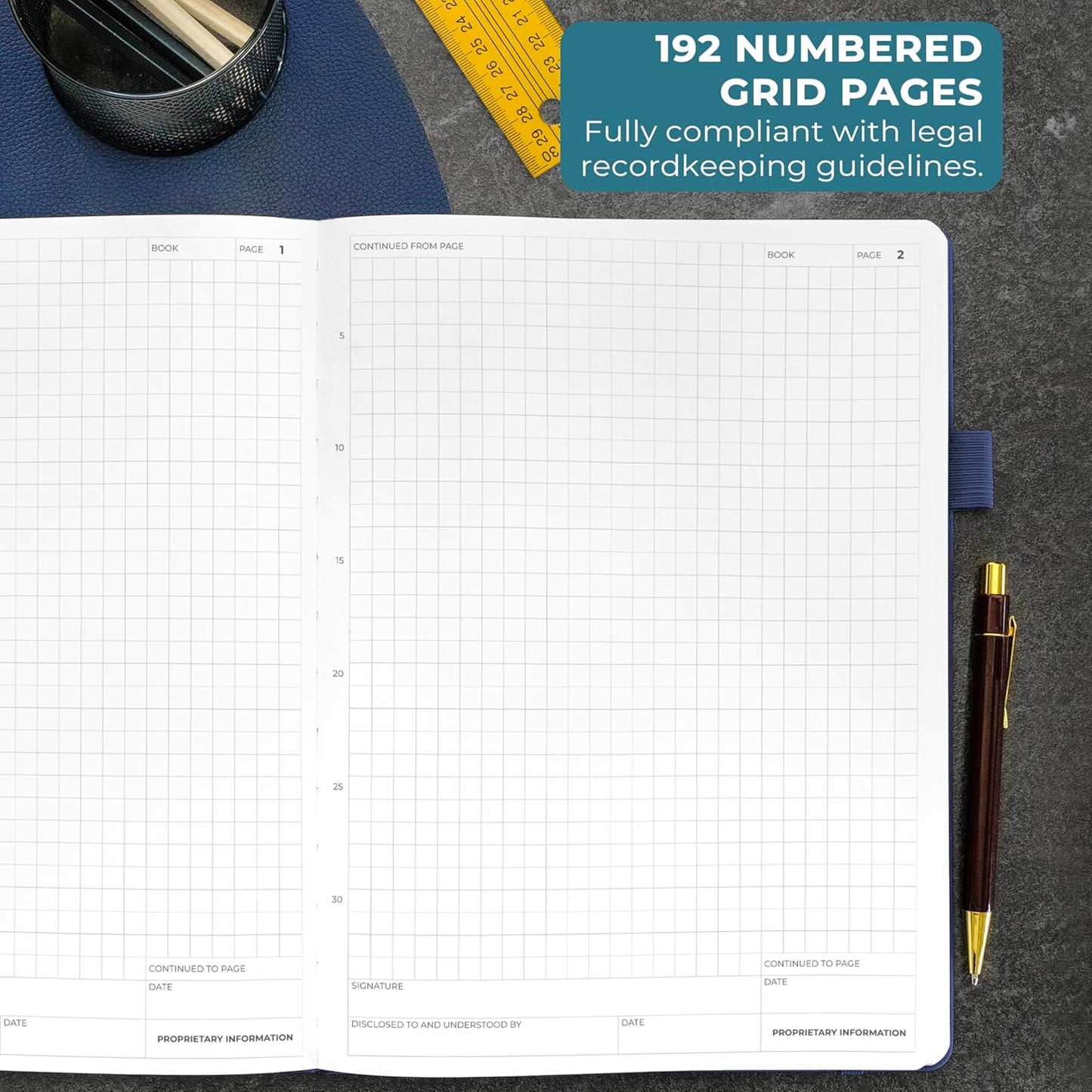 Clever Fox Engineering Notebook – Hardcover Grid Notebook with Numbered Pages, Table of Contents – Patent, Lab & Invention Journal for Engineers & STEM (Dark Blue)