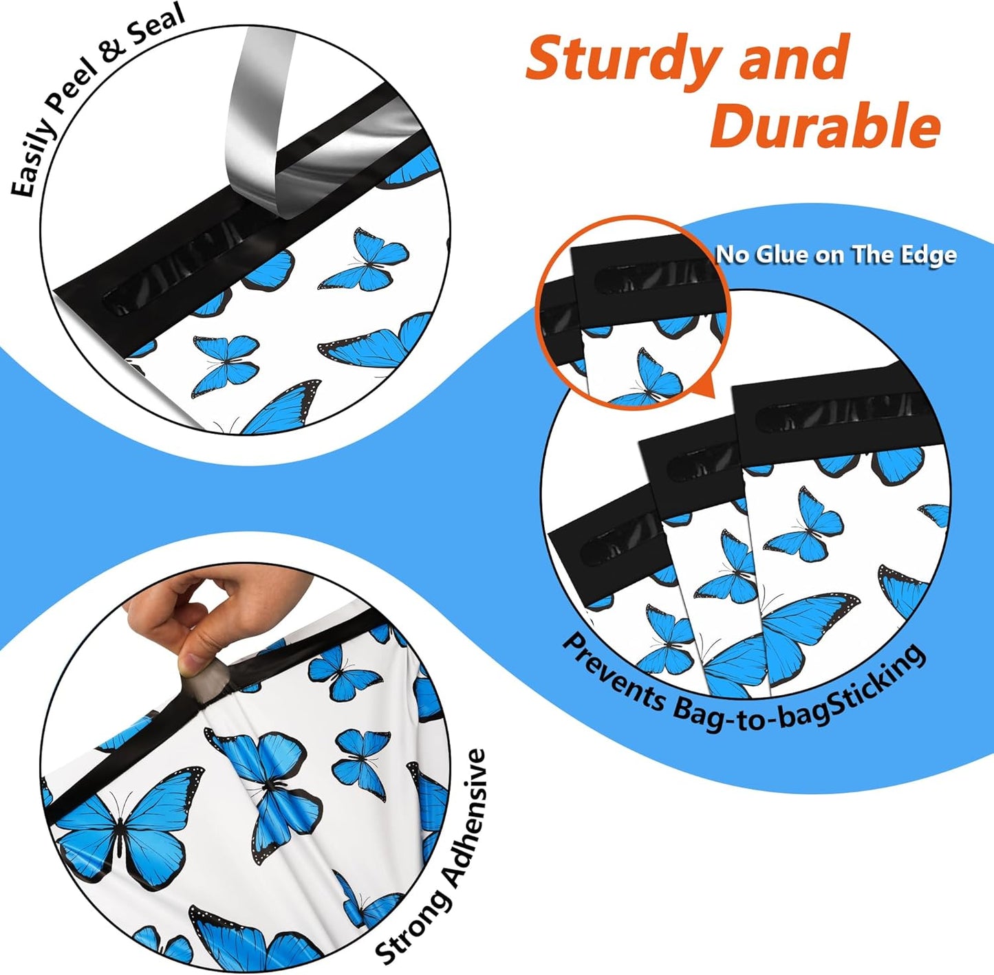 Cute Poly Mailers 12x15.5 Inch 50 Pcs - Butterfly Printed Shipping Bags for Clothing - Waterproof and Tear Resistant Mailing Envelopes - Self-Sealing Packaging Bags for Small Business