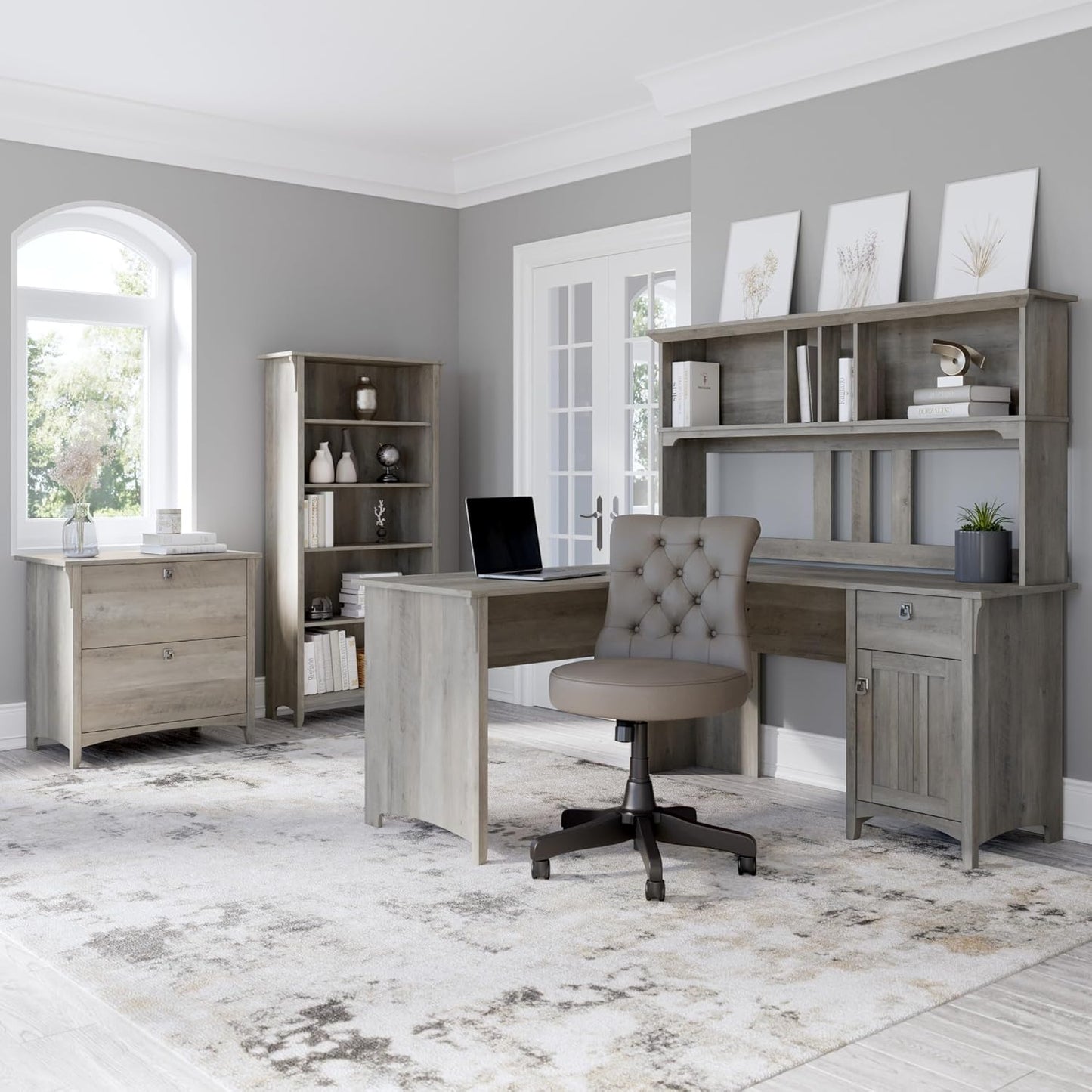 Bush Furniture Salinas 2 Drawer Lateral File Cabinet in Driftwood Gray