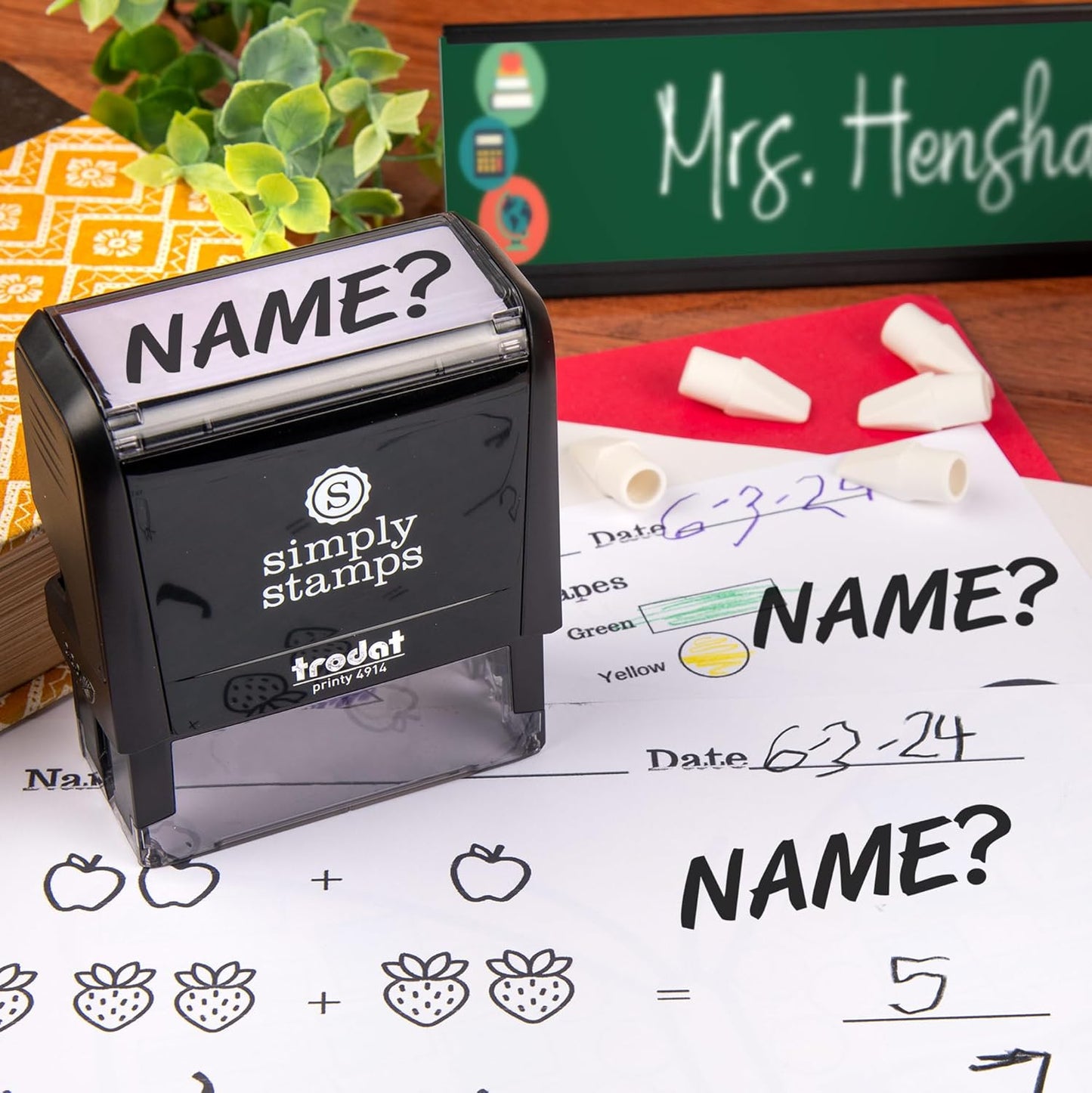 Custom Self-Inking Stamps | 49 Classroom, Library & Grading Designs | Xtra Wide Name Docket