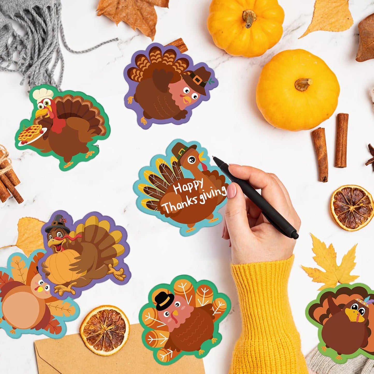 600 Sheets Thanksgiving Turkey Sticky Notes, Self-Adhesive Thanksgiving Notepads Turkey Self Sticky Memo Pads for Fall Harvest Party Favors School Office Supplies