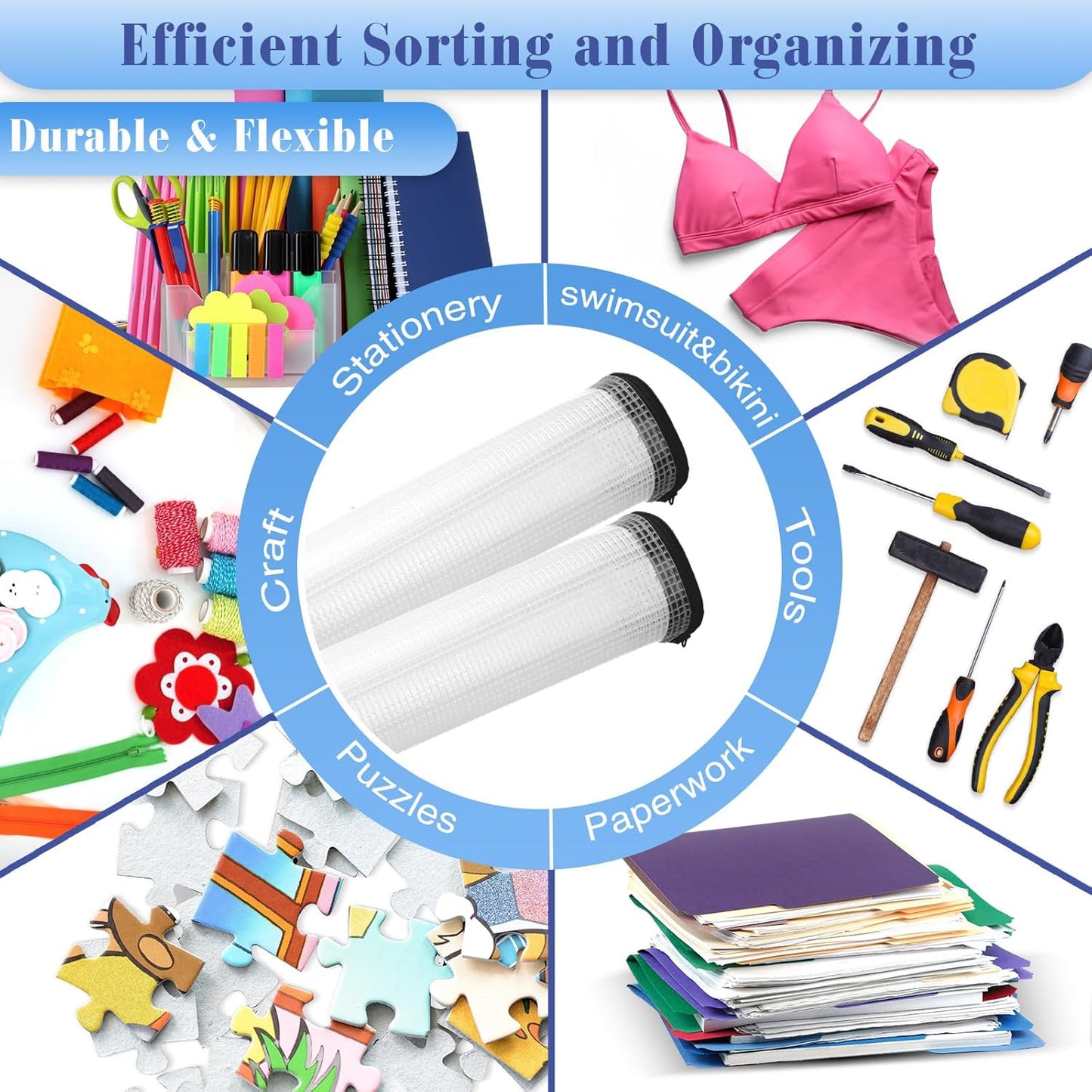 Jetec 32 Pcs Mesh Zipper Bags Toy Storage Bikini Organizer Bag Bolsas Para Guardar Trajes De Baño Waterproof Zipper Reusable Pouch Puzzle Multipurpose for Storage Office(Black,13 x 9.5 Inch)