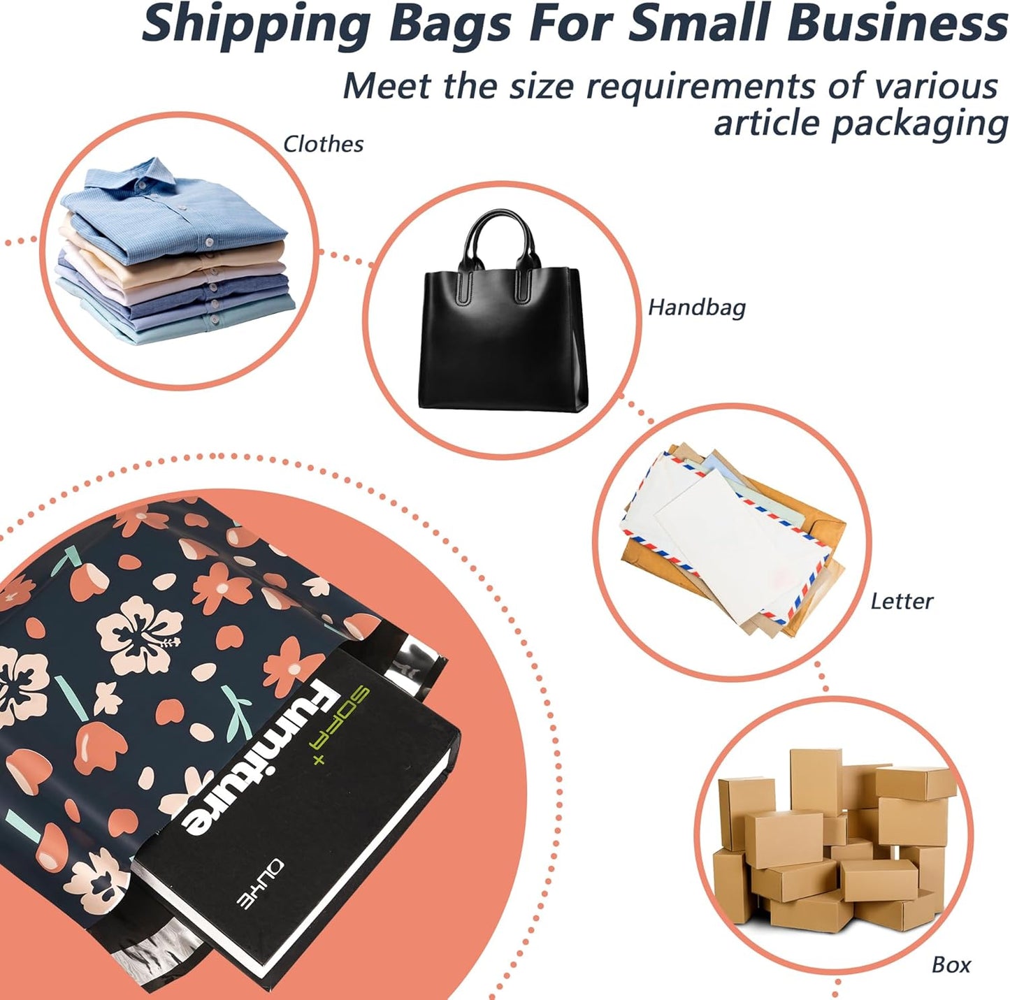 Poly Mailers 6x9 Inch 100 Pcs - Tulip printed Shipping Bags, 2.4mil Thickness, Waterproof and Tear Resistant Mailing Envelopes, Self-Sealing Packaging Bags for Small Business
