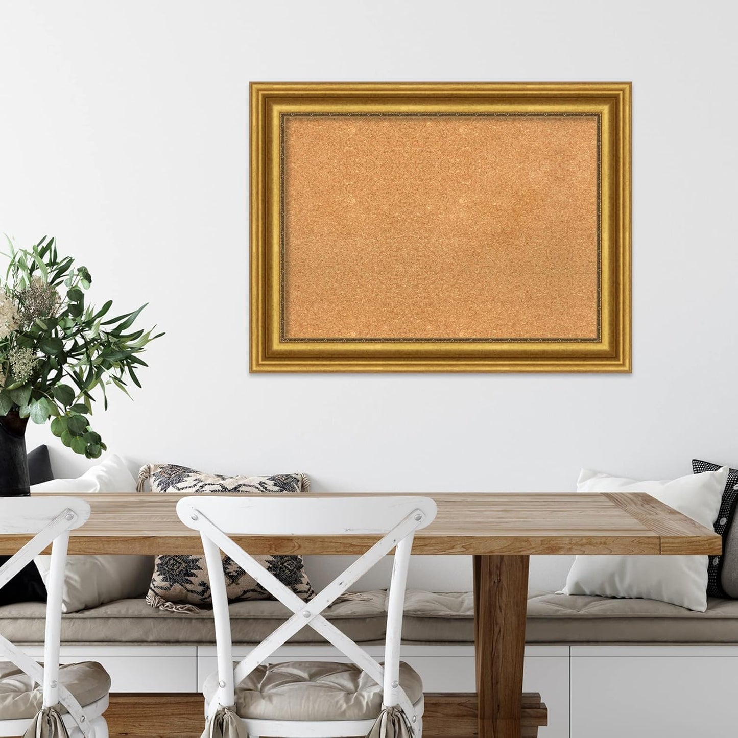 Amanti Art Natural Cork Board for Wall, 26x34 Vision Board with Gold Frame, Medium Corkboard Office Decor for Home Organization, Traditional Corkboard Pinboard to display items for home organization