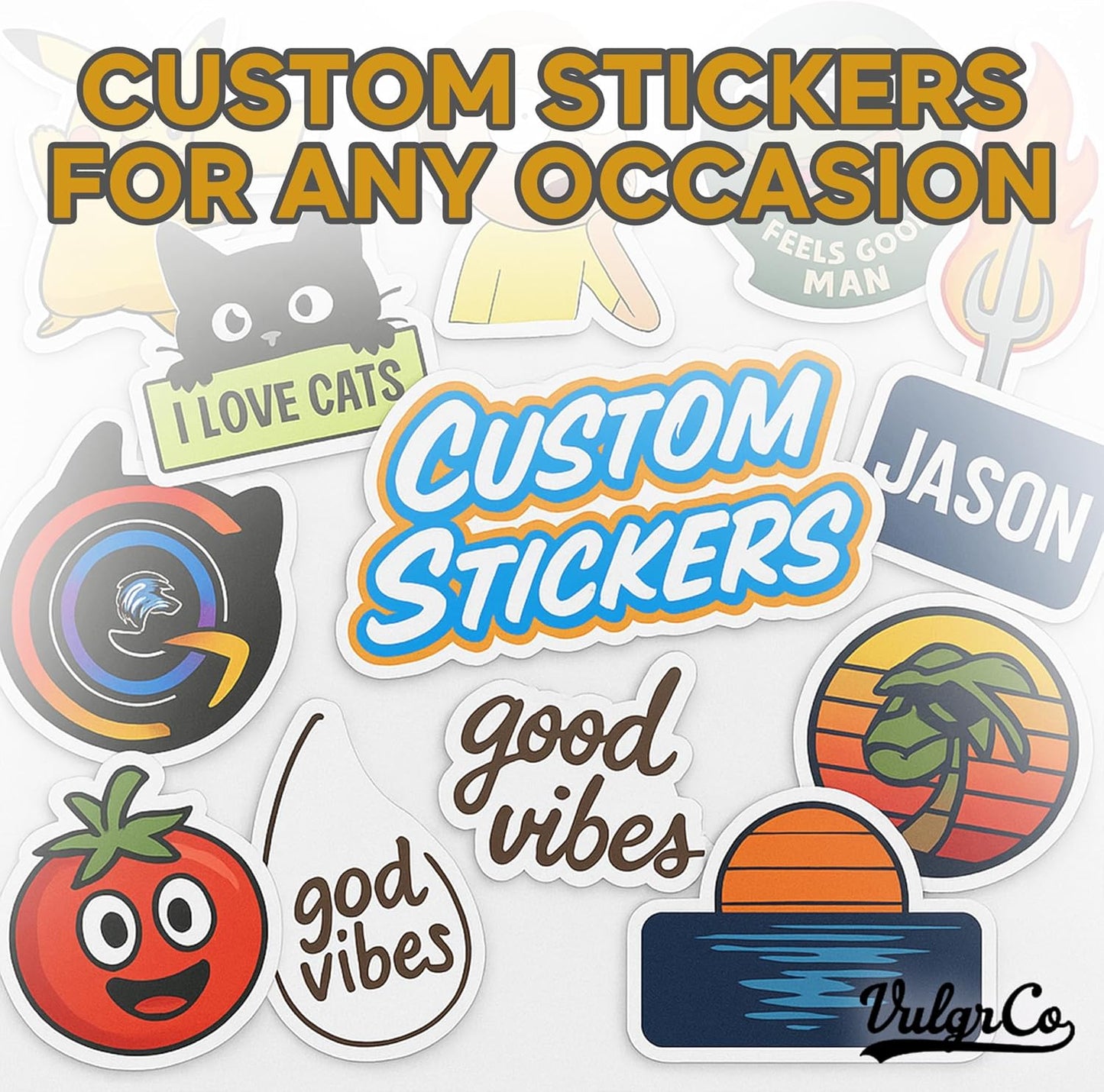 VulgrCo Personalized Custom Individually Die Cut Stickers Decals for Fun, Business, Weddings, Birthdays, Gifts Waterproof (Holographic)