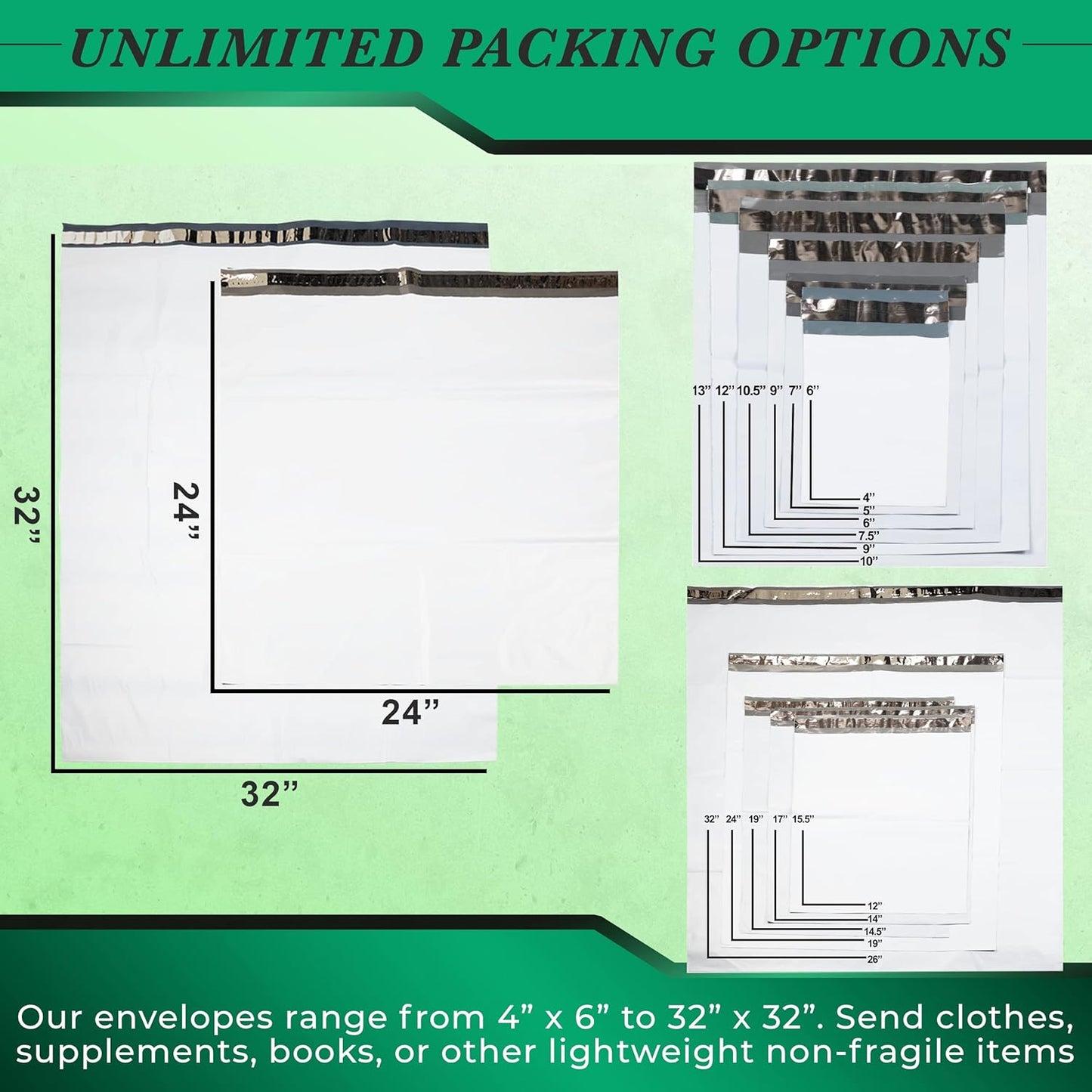 100 Pack Secure Seal White Poly Mailers - 12x15.5 Safe Shipping Bags - E-Commerce Self Sealing 2 Mil Poly Envelopes