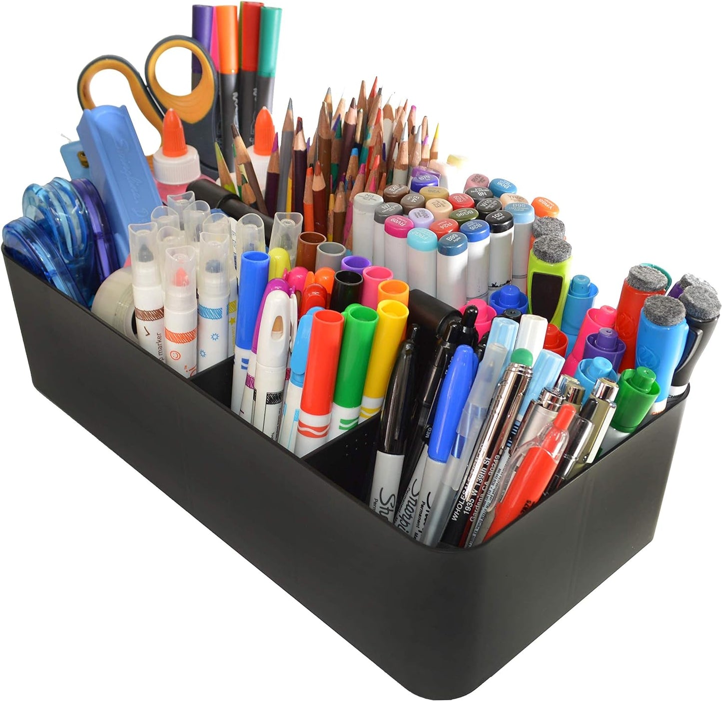 -Large Portable Caddy, DIY Dividers, 8 Compartments, School Office Supplies Home Business Organizer,Portable Basket with Handle Storage Organizer Modern Made in USA (10 PACK, Black)