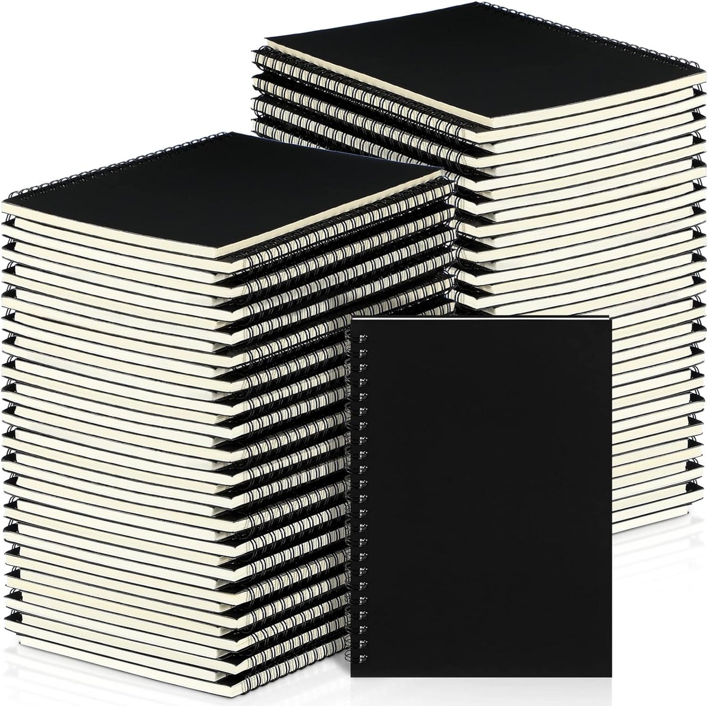 Yahenda Spiral Notebook Bulk A5 Journal Lined 8.3'' x 5.5'' Writing Composition Paper Small Notepad Subject Notebook for Students Office Business Back to School Supplies(Black,54 Pcs)