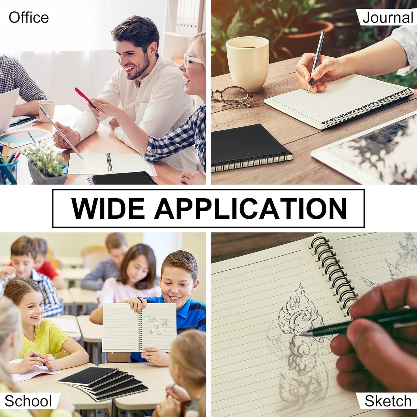 Yahenda Spiral Notebook Bulk A5 Journal Lined 8.3'' x 5.5'' Writing Composition Paper Small Notepad Subject Notebook for Students Office Business Back to School Supplies(Black,180 Pcs)