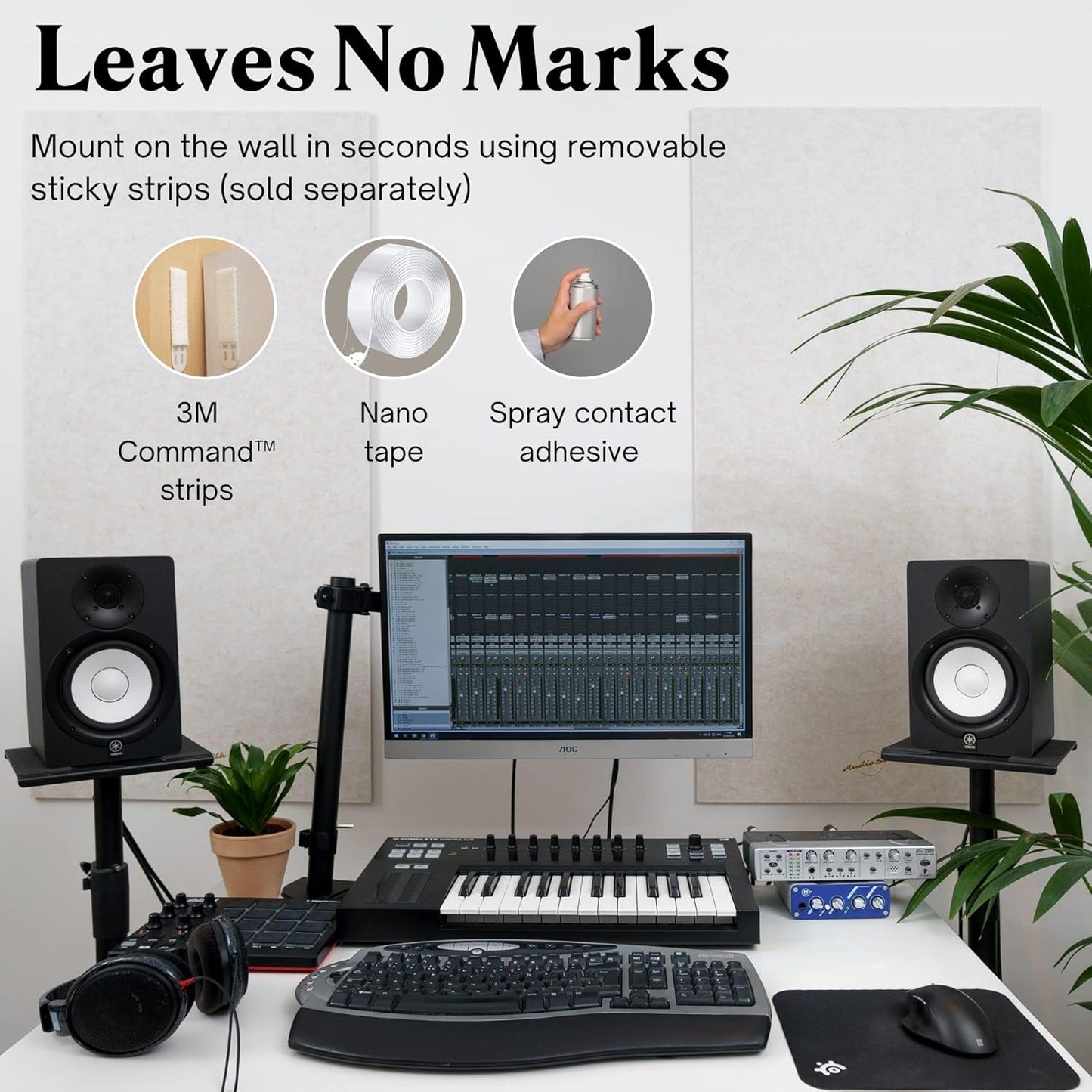 Acoustic Panels, 4 Pack ROOM KIT, Large, 46" x 23", Mid Grey