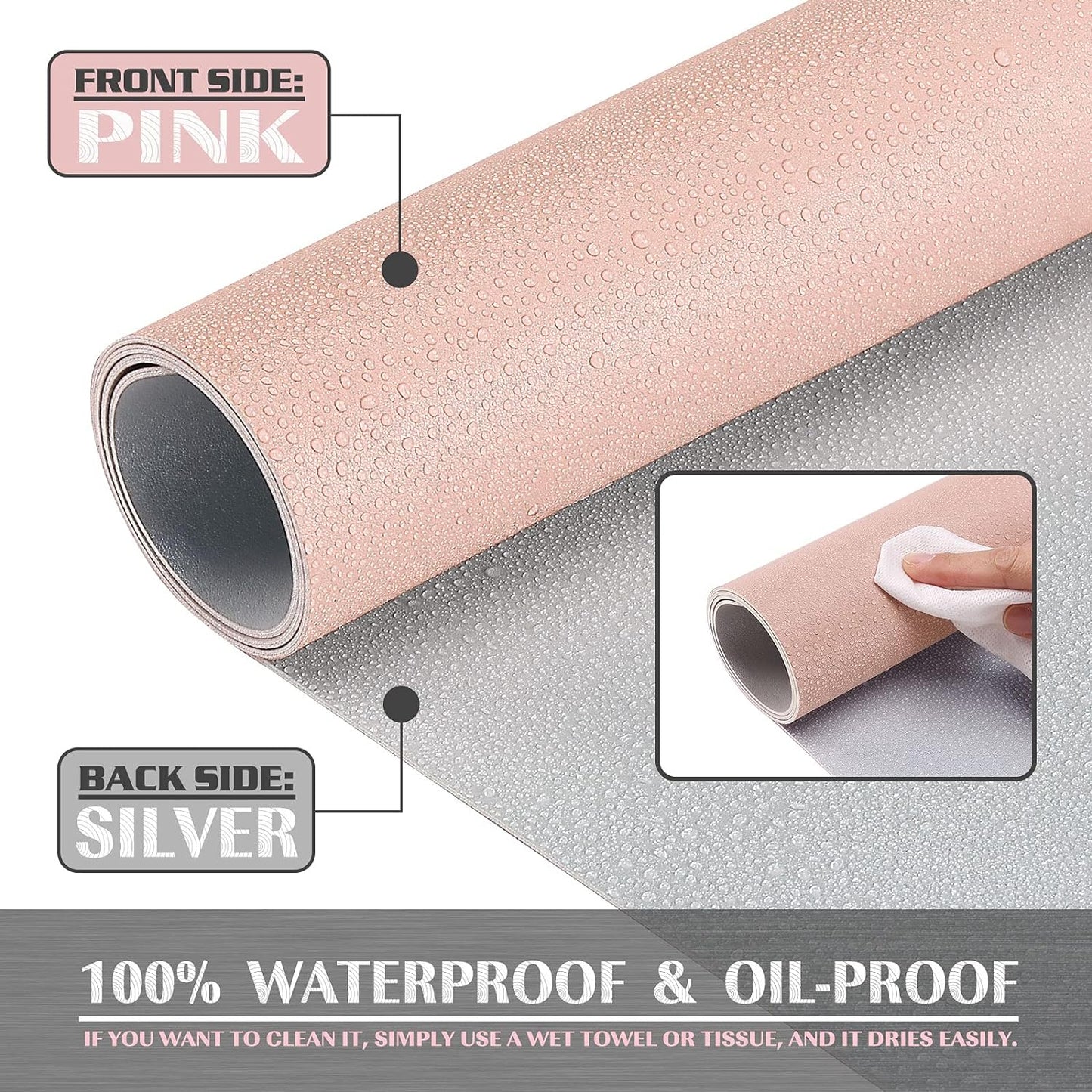 K KNODEL Large Office Leather Desk Mat, Mouse and Keyboard Pad, Computer and Laptop Mat, Desktop Protector and Cover, Writing Pad and Blotter (31.5"x15.7", Pink)
