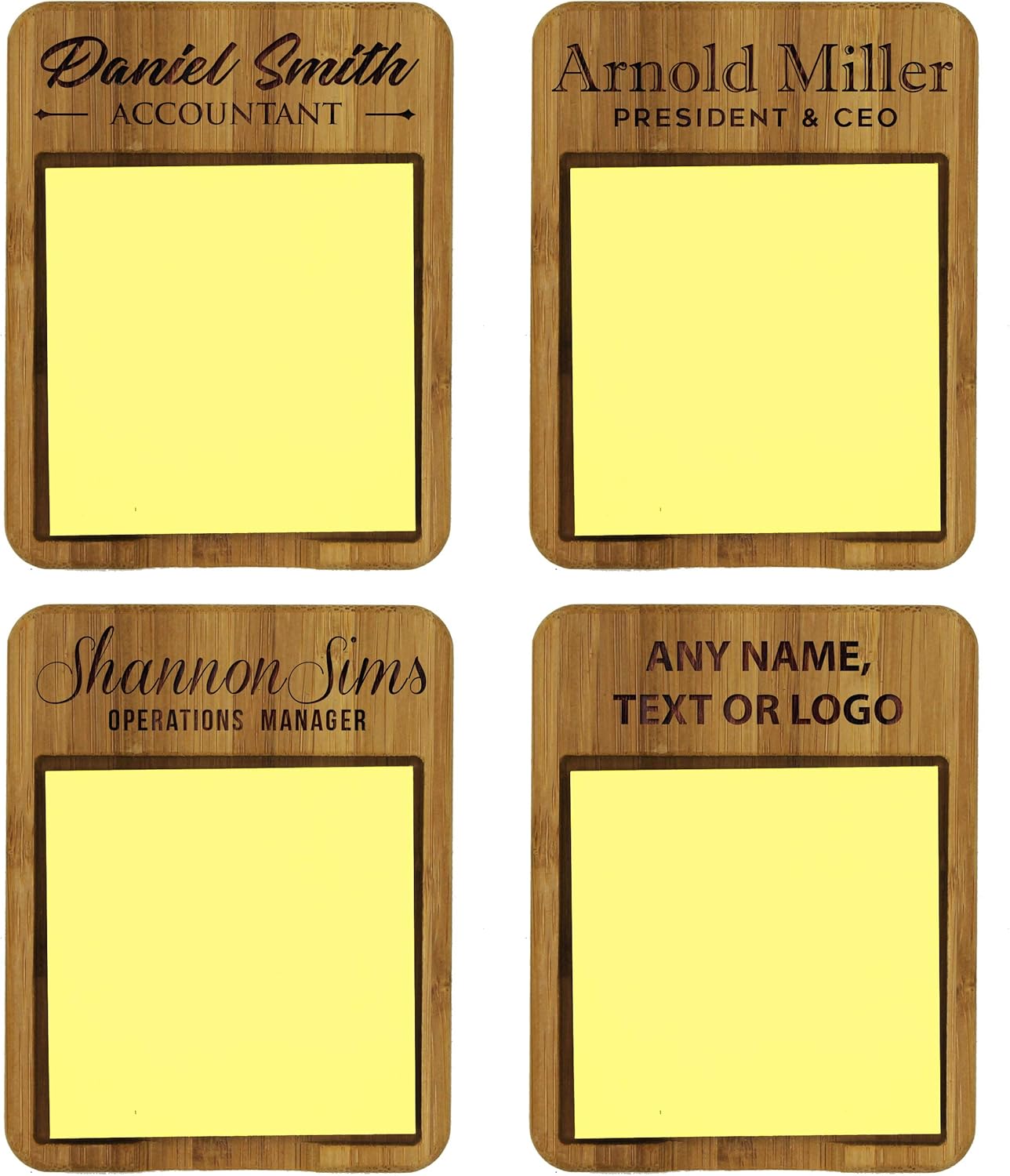 My Personal Memories Custom Personalized Sticky Note Holder Dispenser - Wooden Business Desk Office for Men Women