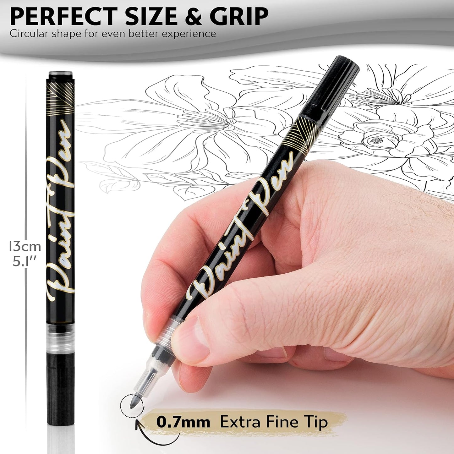 Stylo 4 Count Acrylic Metallic Pens - Black Paint Pens - Fine Tip Permanent Acrylic Metallic Paint Markers for Rock Painting, Glass, Wood, Ideal for Arts and Crafts (Pack of 4, Black)