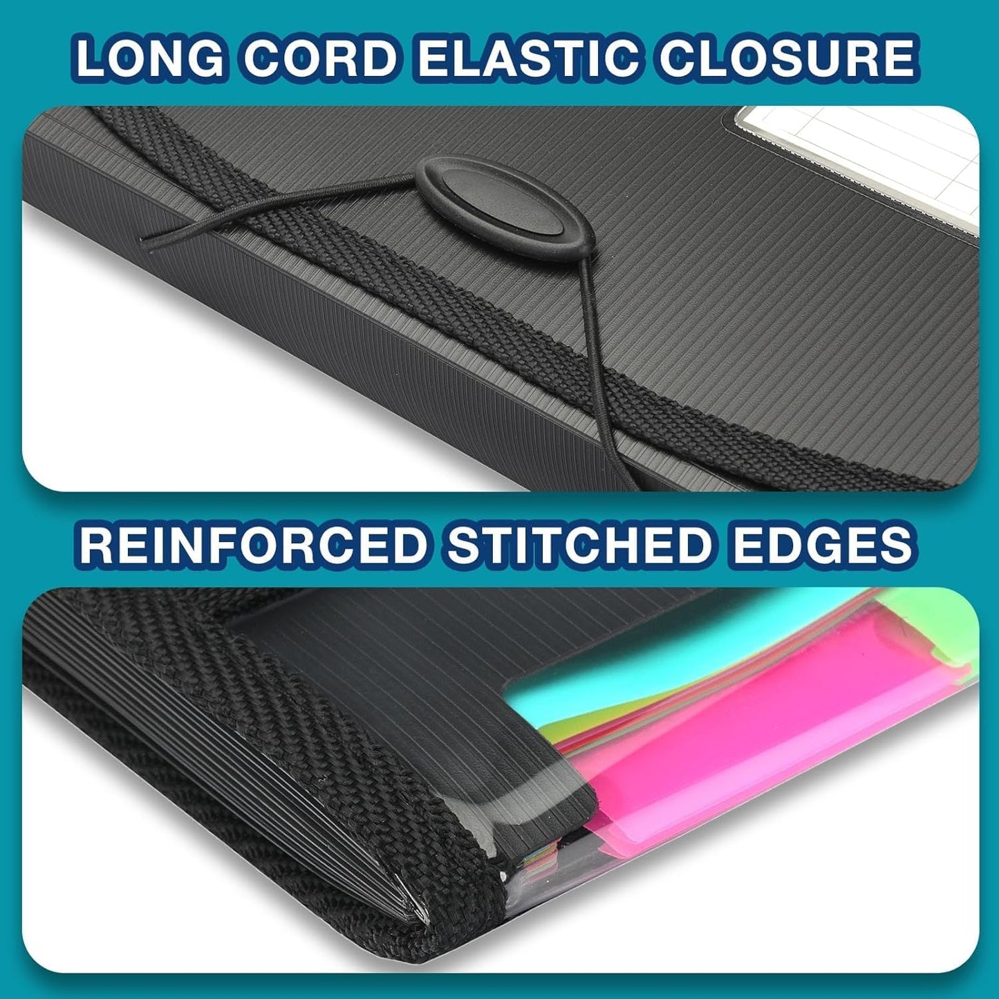 H4D Accordion File Organizer, 13 Pocket Expanding File Folder with Labels for Documents, Letter Size, 1 Pack