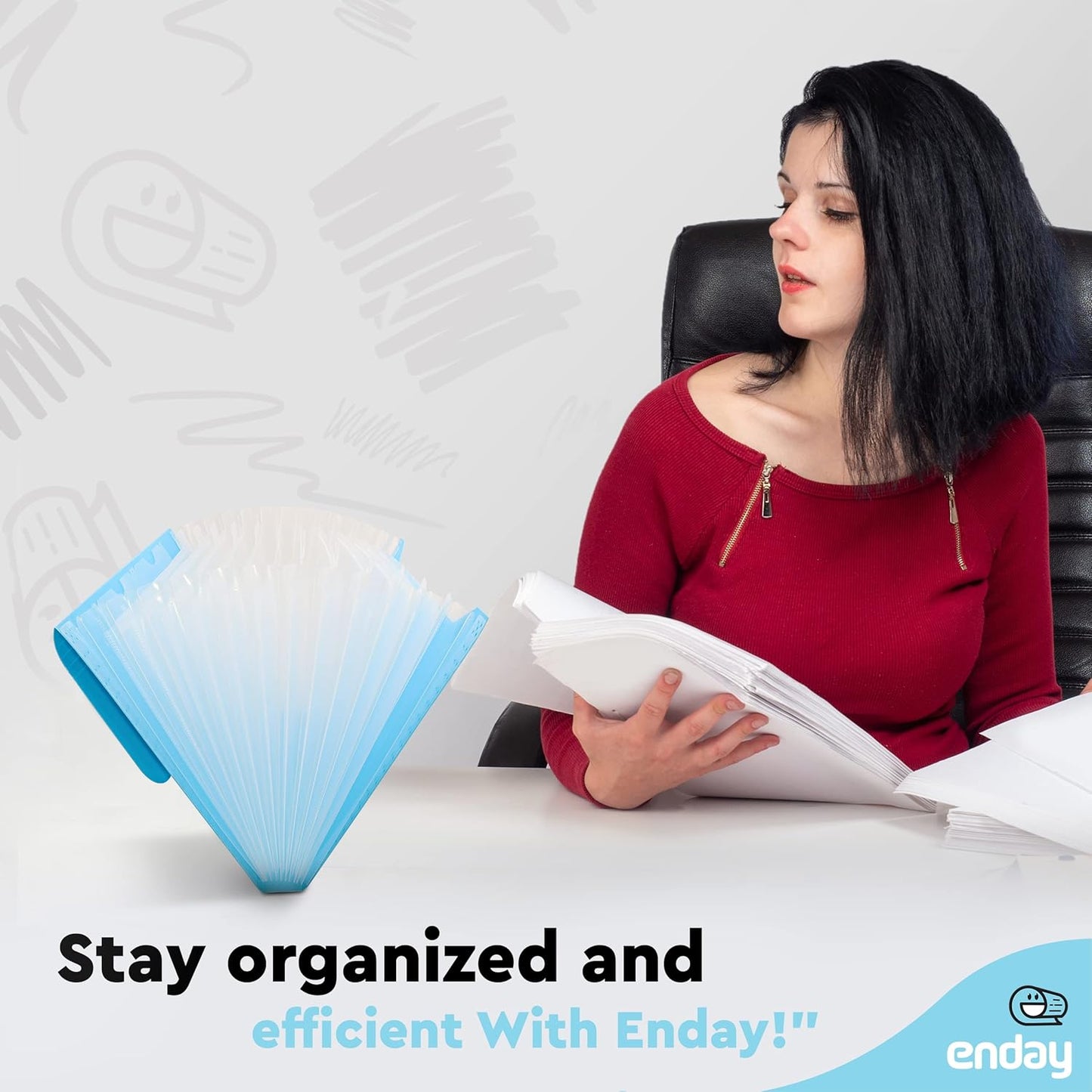 Accordion File Organizer, 13 Pocket Expanding File & Cover Folder with Labels, Plastic Portable Desktop Supplies Letter A4 Paper in Blue, Red, Green, Pink, Purple, Grey, Multicolor, (6 Pc) –by Enday