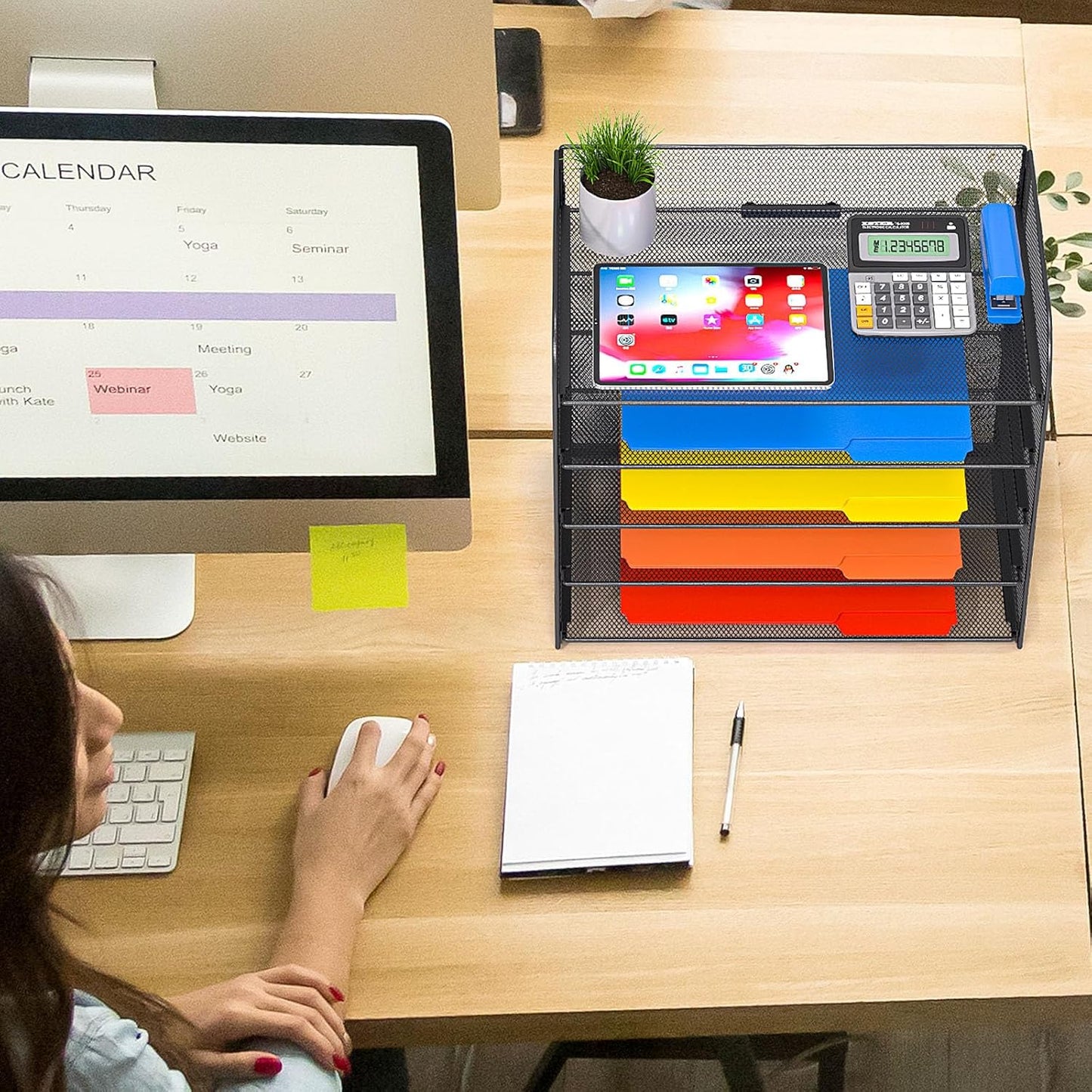 A4/Legal/Letter Size，5 Tier Mesh Letter Tray File Organizer,15.2 x 9.5 x 13.4 inches,Office File Folder Holder,Space Saving,Black