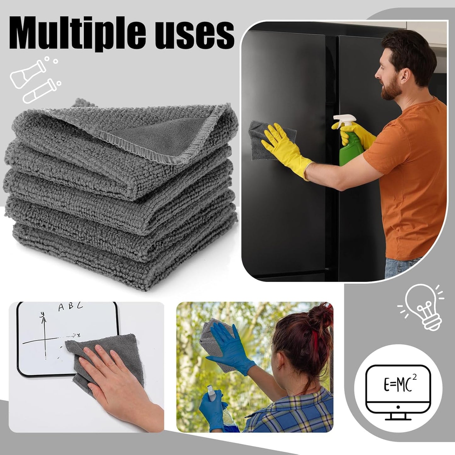 4 Pcs 6" x 6" Magnetic Cleaning Cloth Dry Erasers for White Boards Extra Strong Magnetism Microfiber Whiteboard Eraser for White Boards Blackboards Classroom Home Reusable Washable