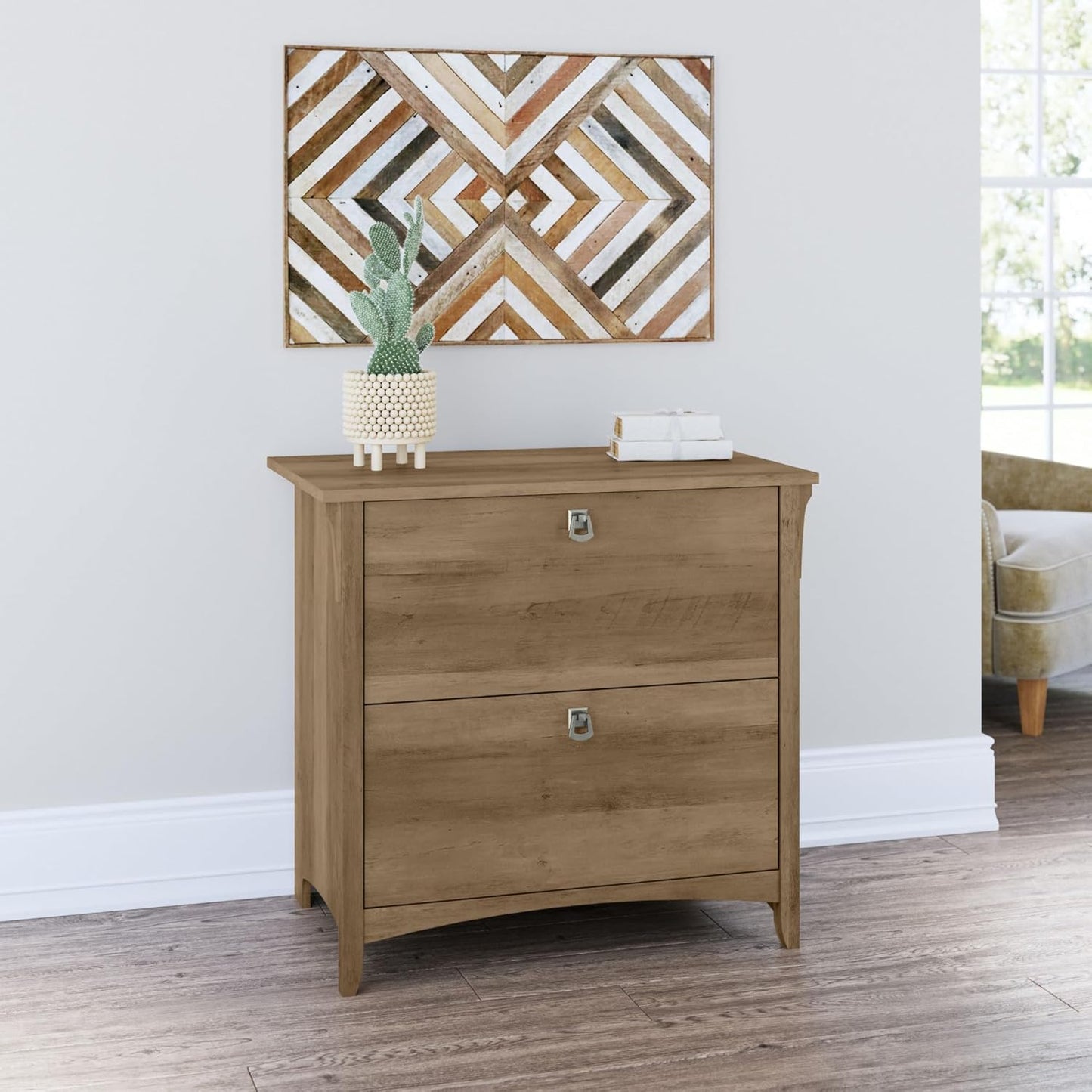 Bush Furniture Salinas 2 Drawer Lateral File Cabinet in Reclaimed Pine, Home Office Storage Solution, Organizer with Drawers for Workspace, Filing Unit
