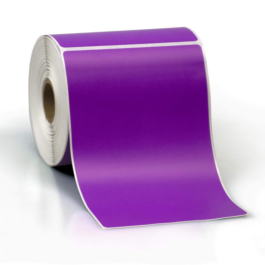 4" X 6" Direct Thermal Perforated Stickers Labels for Shipping Labels, Inventory, and Color Coding - Compatible with Zebra, Rollo, Godex and More (Purple, 1 Roll)