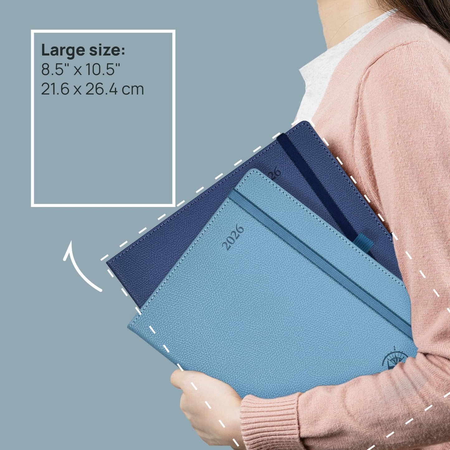 POPRUN Weekly Planner 2026 Calendar (Large 8.5" x 10.5") 12 Months Notebook with Horizontal Layout, Leather Hardcover, Inner Pocket, 100GSM Thick Paper, Pen Holder - Lavender