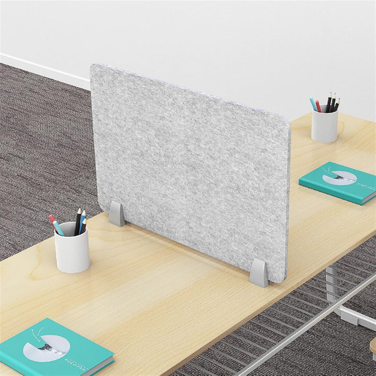 Icegrey Acoustic Desk Divider Privacy Panel Removable Sound Absorbing Desk Partition Board with 2 Clips for Student Call Centers Offices Braries Classrooms Library, Dark Grey, 23.4x11.7"