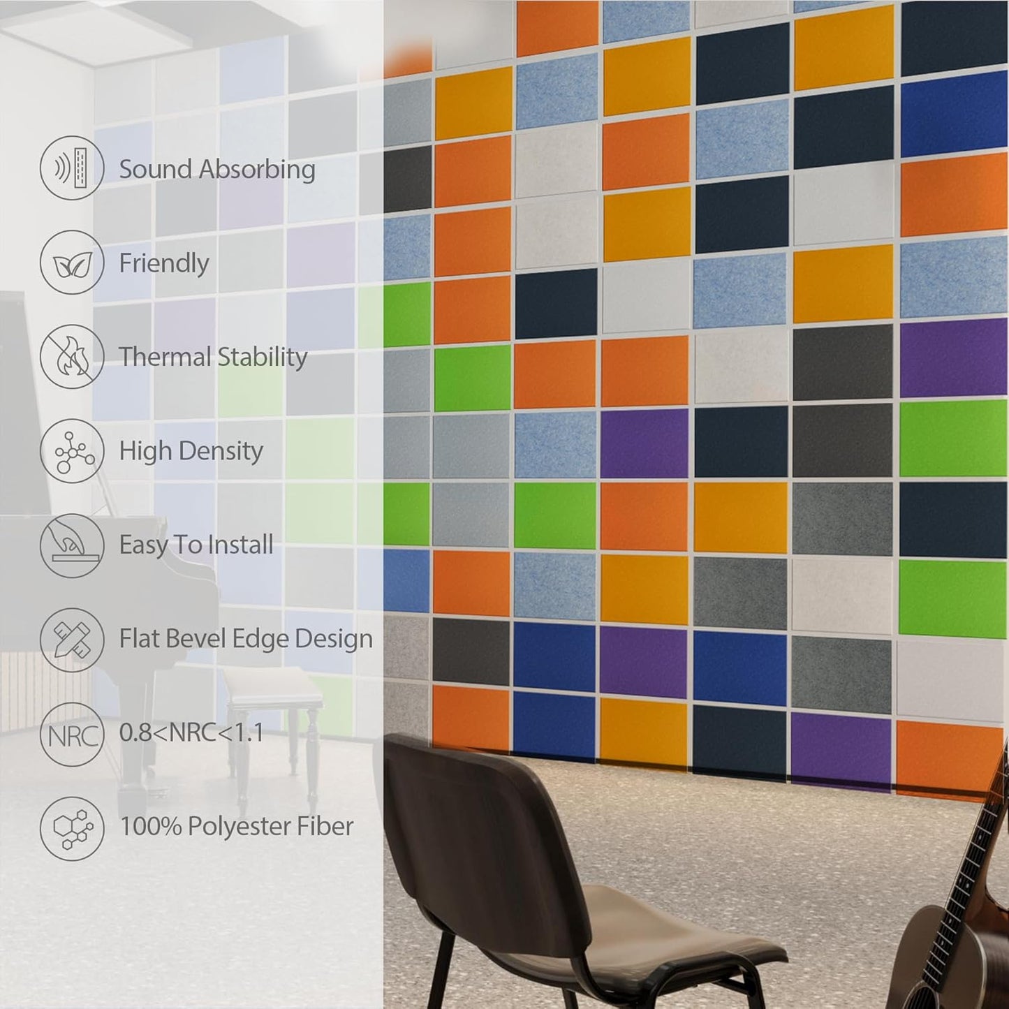 12 Pack Acoustic Panels Self Adhesive Sound Proof Foam, High Density Sound Acoustic Panel, 16X12X0.4 Inch 4:3 Rectangle Panels in Home, Office, Reccording Room, Studio,and more(Sky Blue)
