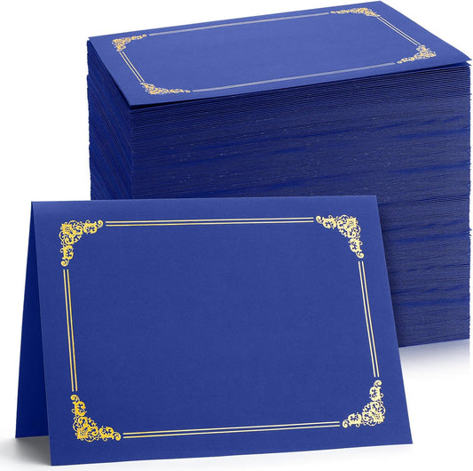 Fainne 80 Pieces Certificate Holders Diploma Holders Document Holder Certificate Covers Certificate Folders with Gold Foil Border for Letter Size 8.5 x 11 Inches Diploma Documents Awards (Royal Blue)