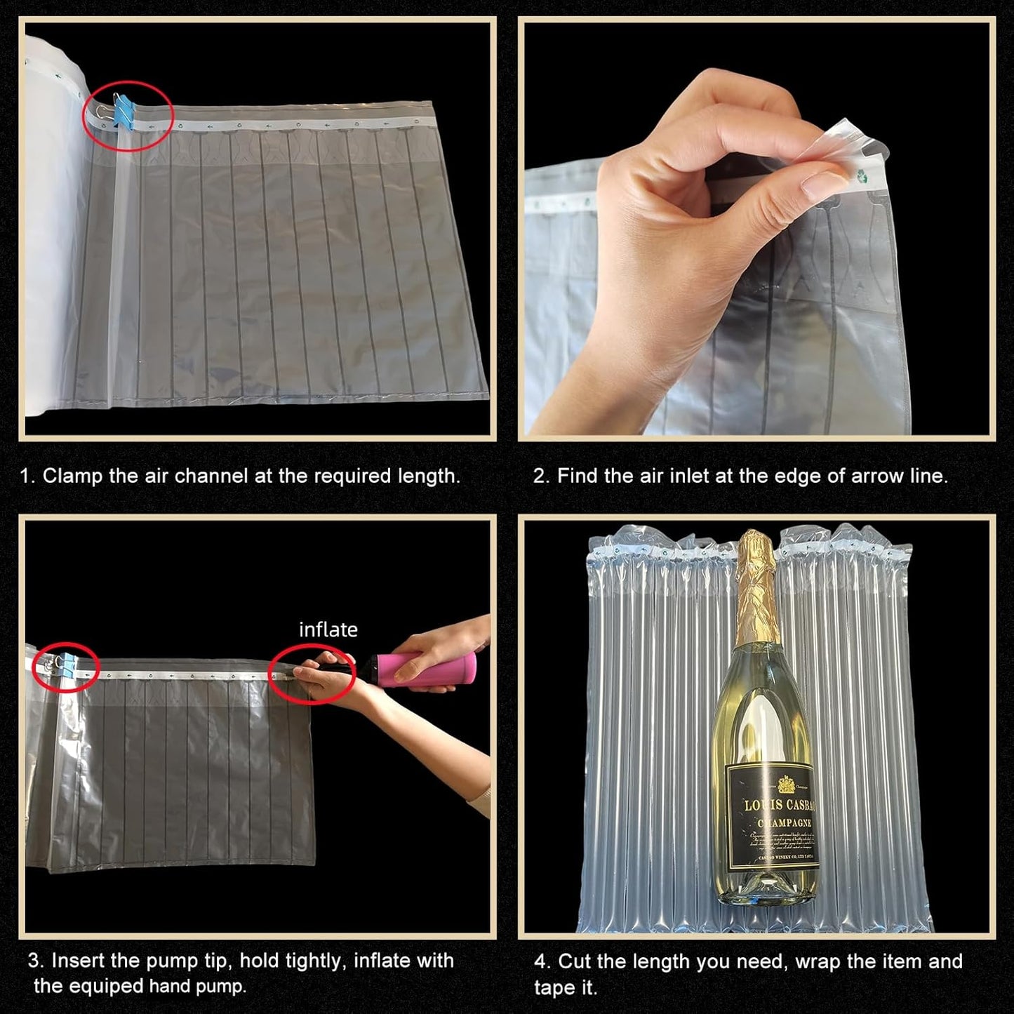 Bubble Cushioning Wrap Roll for Packing 12"x328' Inflatable Bottle Shipping Package Large Air Pillows for Shipping & Moving Heavy Duty Space-saving Packing Material for Fragile Items, 55um