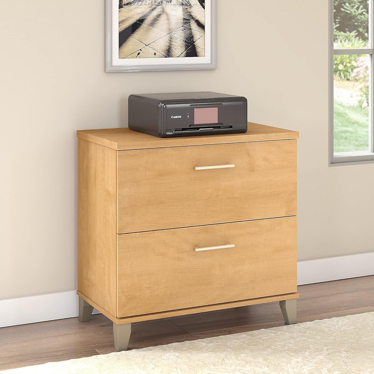 Bush Furniture 2 Drawer Lateral File Cabinet, Letter and Legal-Size Document Storage for Home or Professional Office, Somerset Collection, Maple Cross